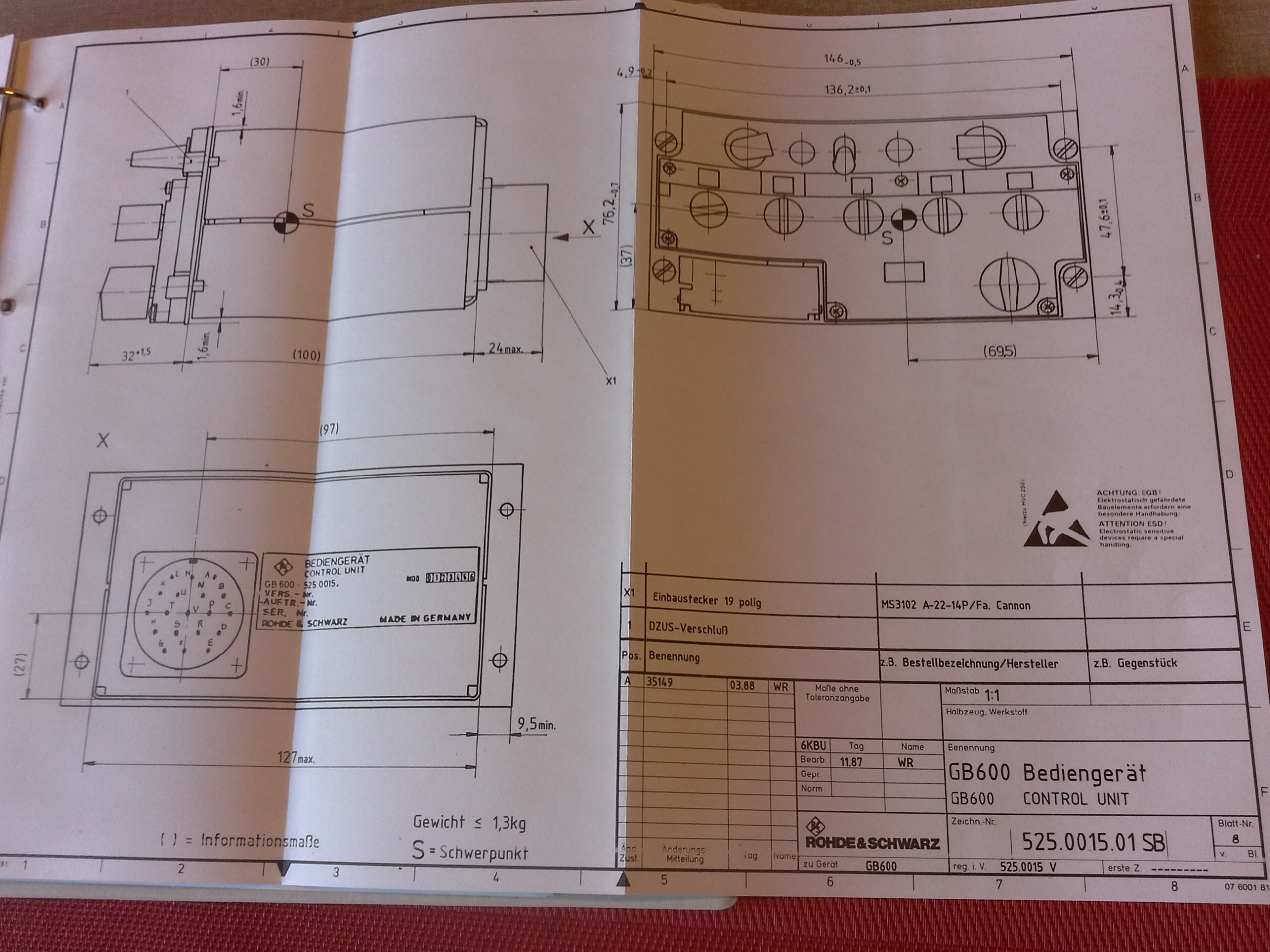 Handbuch, Rohde & Schwarz, Bediengerät GB 600