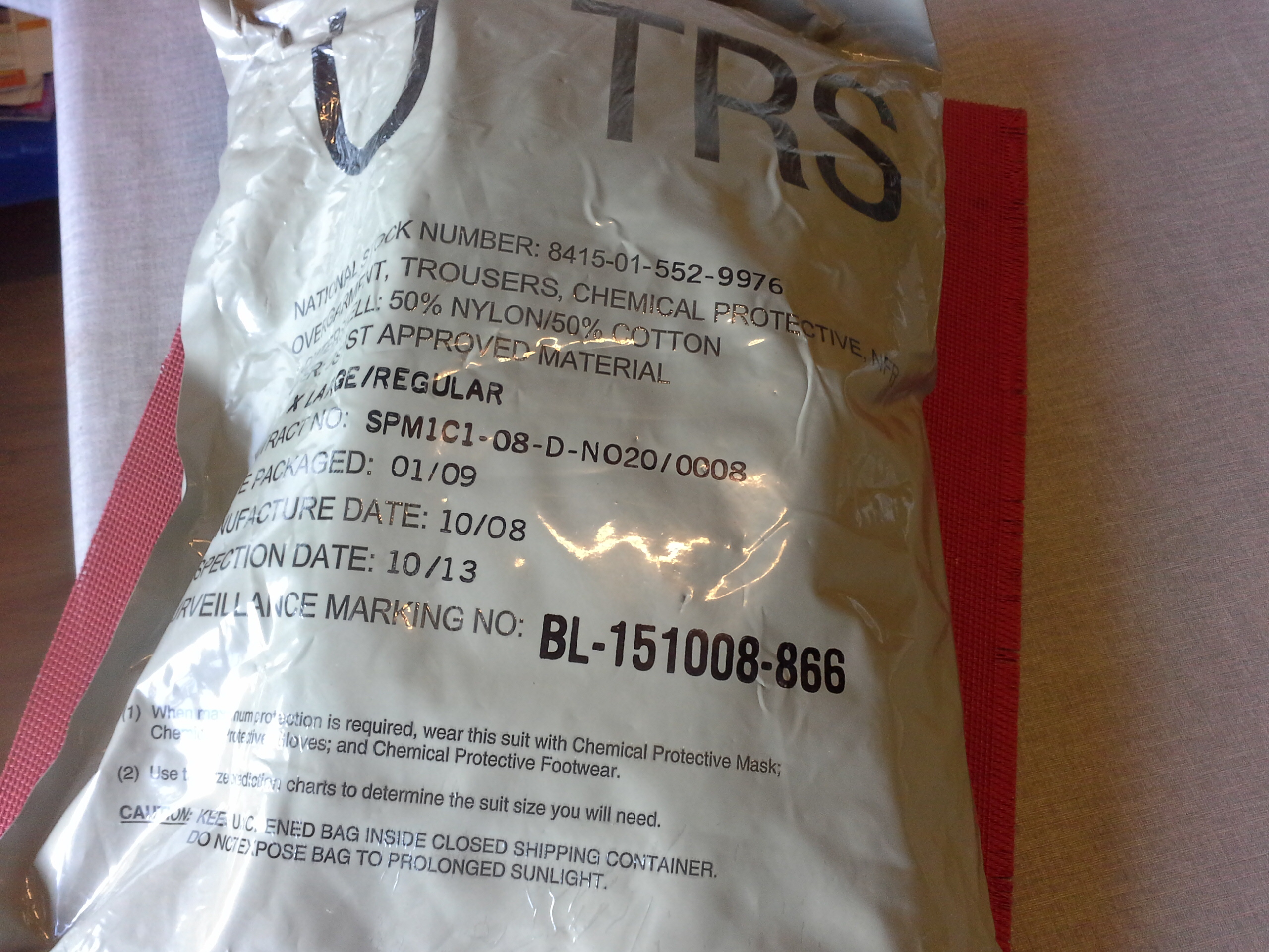U-TRS, Overgarment,Trousers, Chemical Protective, NFR