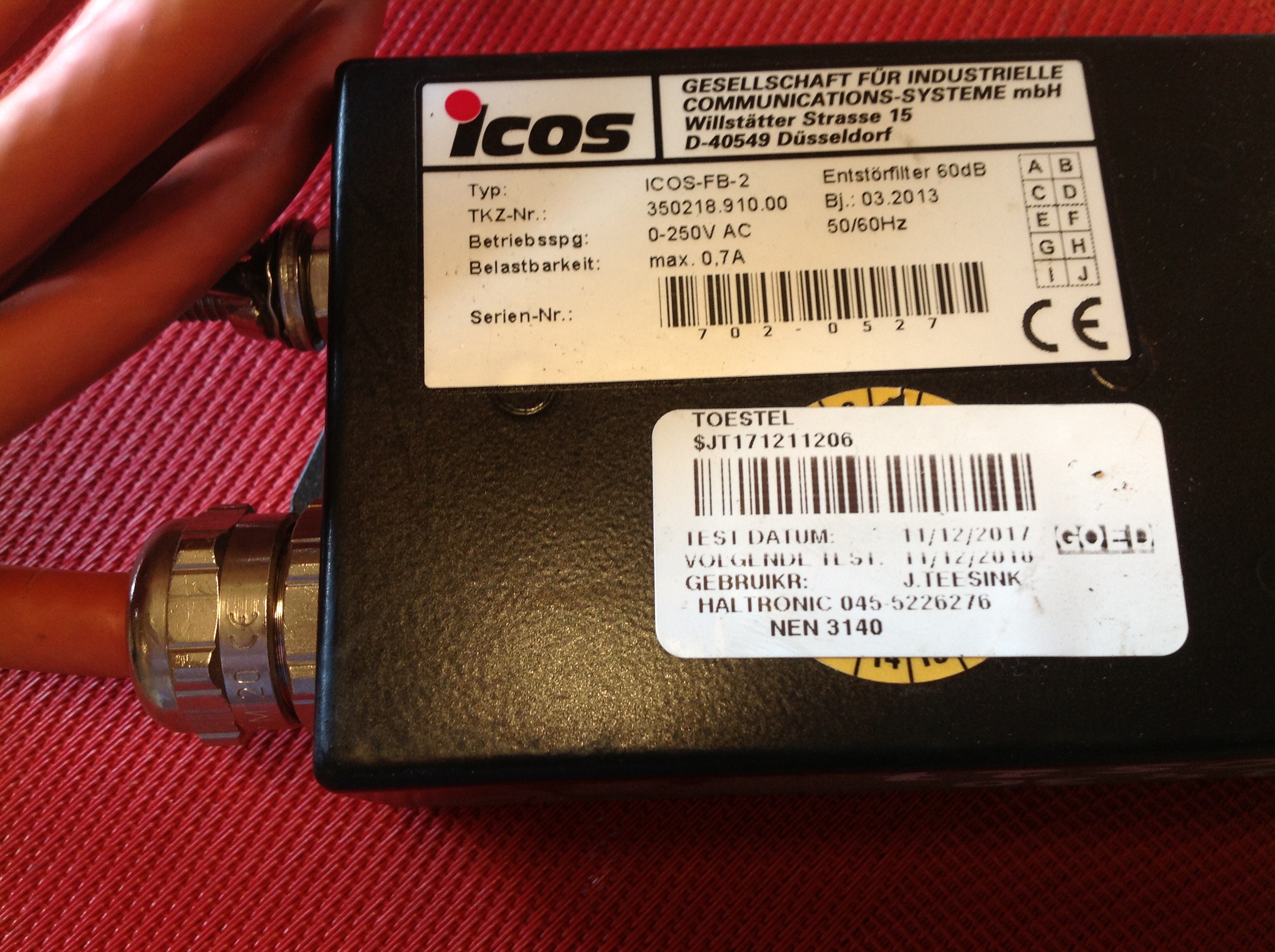Icos Entstörfilter 60 dB, Typ Icos-FB-2