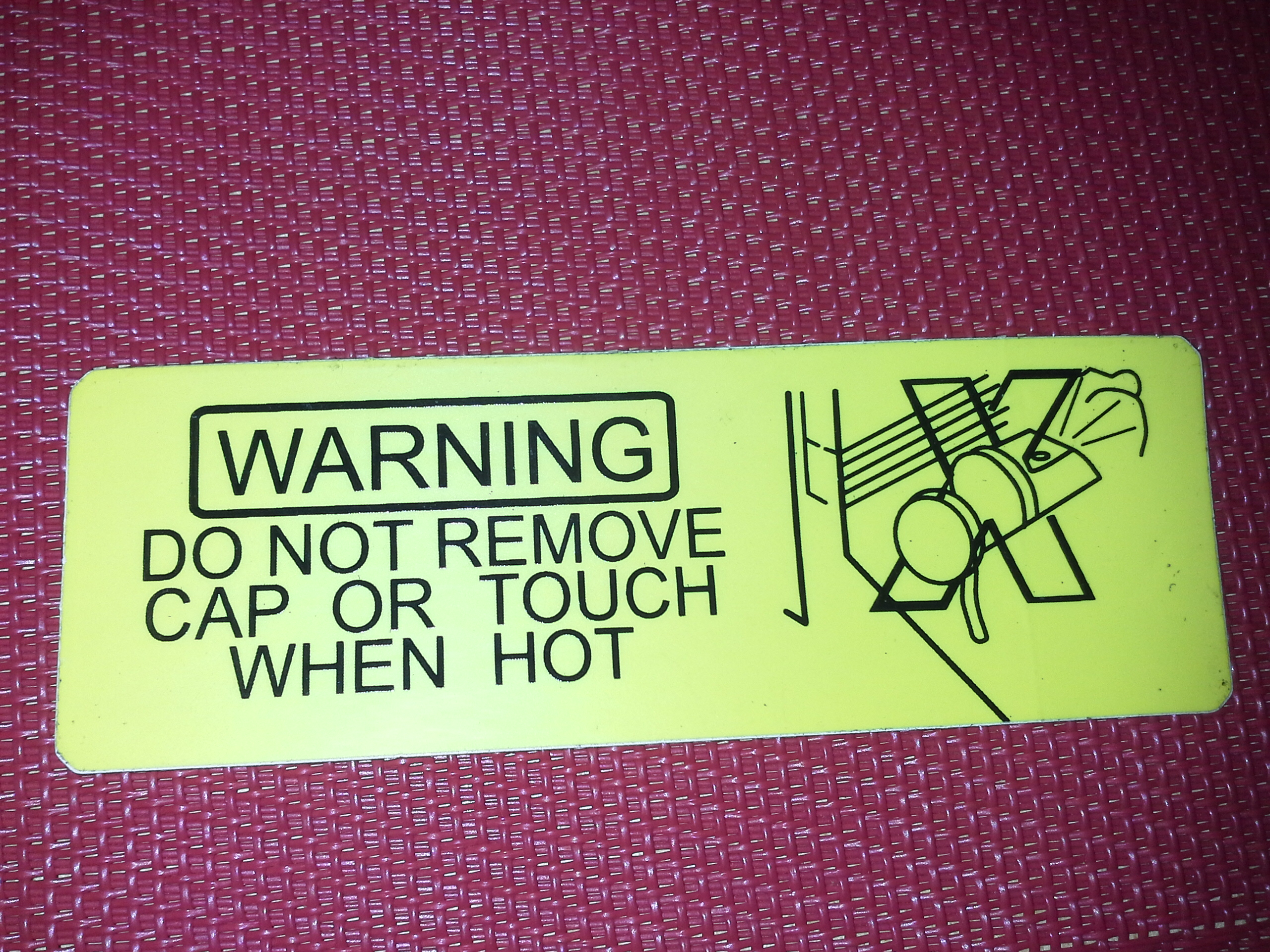 Warnschild - Do not remove cap or touch when hot für Hummer 1