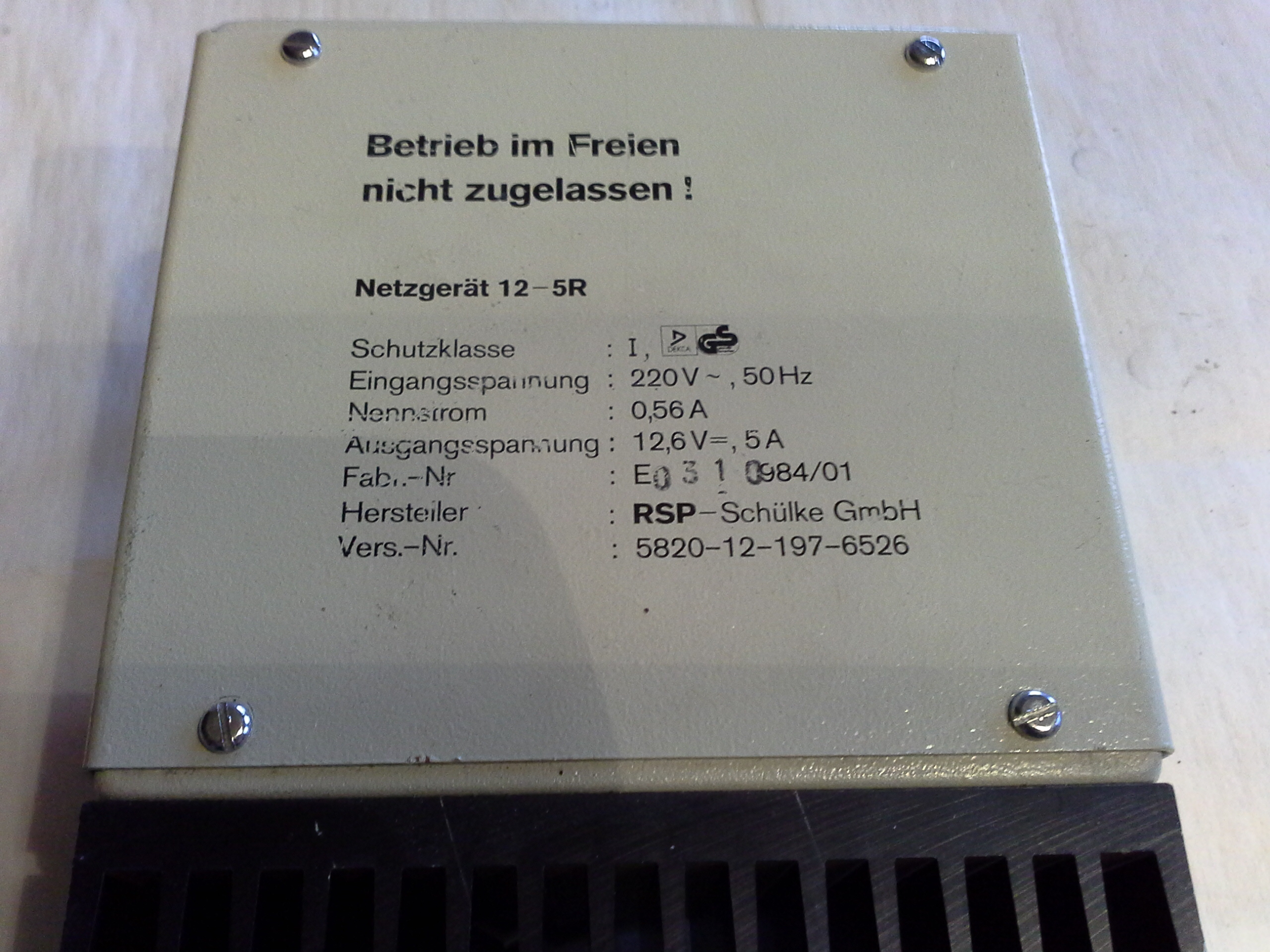 RSP Schülke Netzgerät 12-5R für FuG 8b-1/9c
