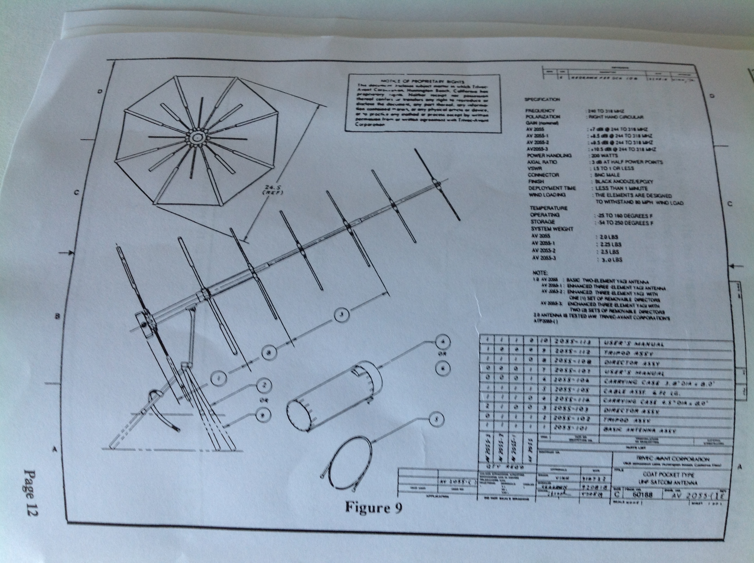 UHF Satcom Satellite Communication Antenna P/N AV 2055-3