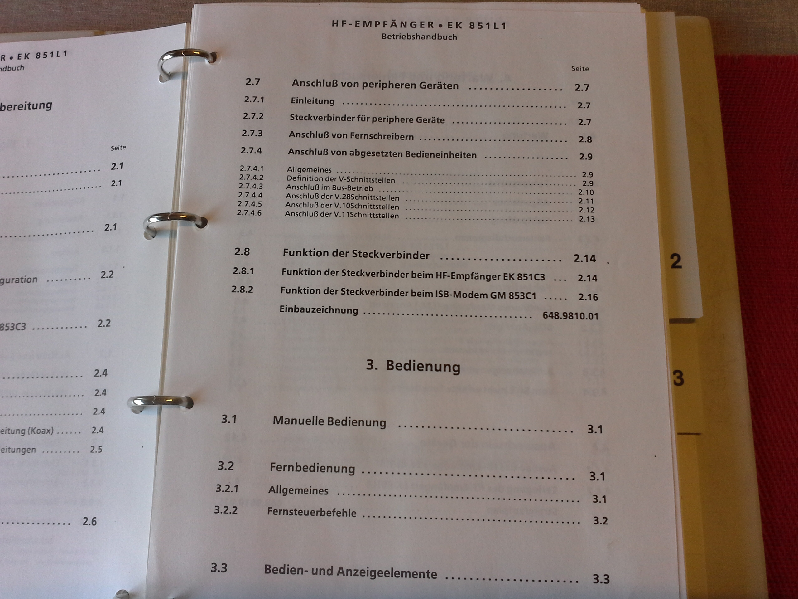 Betriebshandbuch, Rohde & Schwarz, HF-Empfänger EK 851 L1