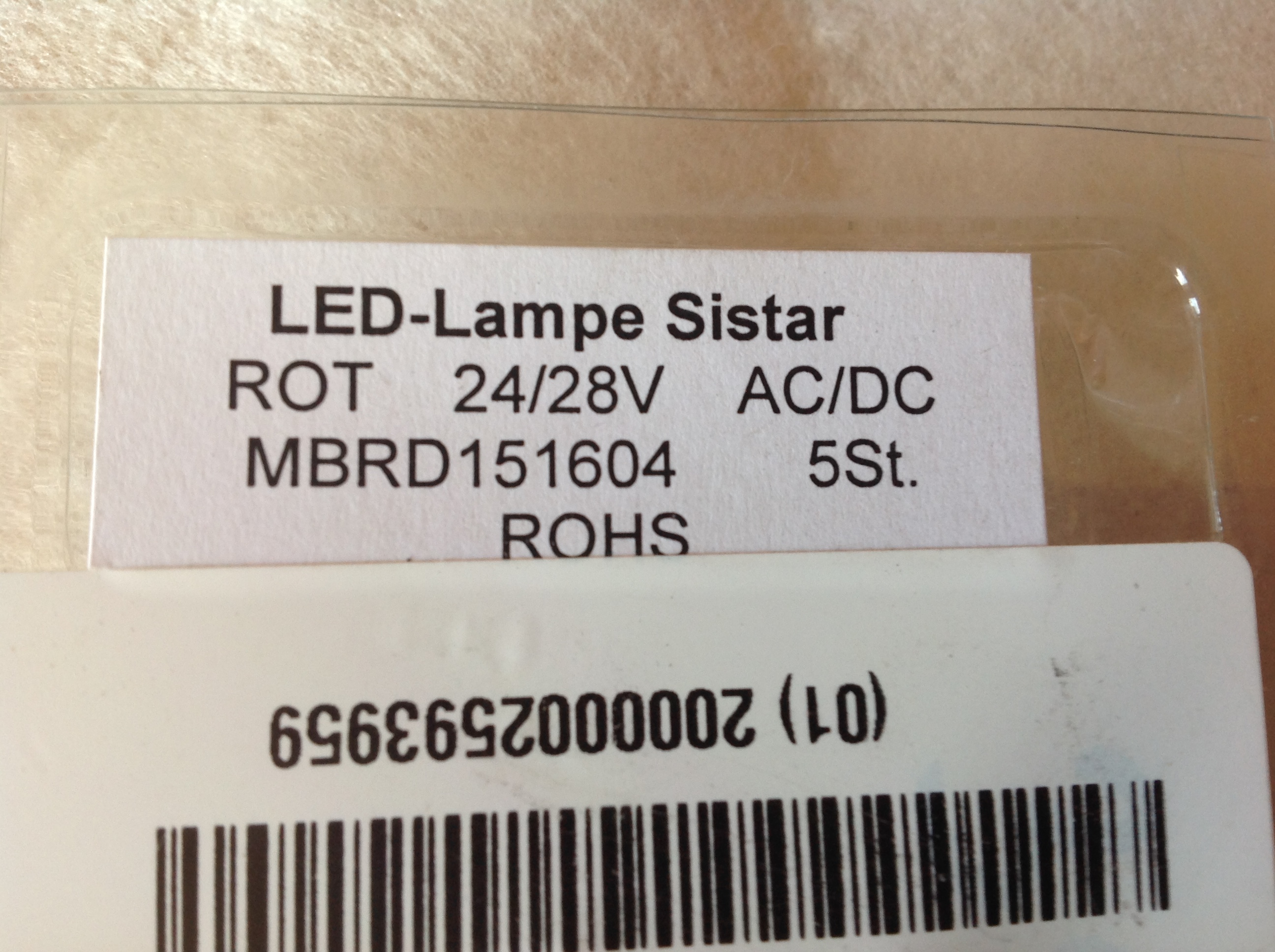 LED-Glühlampe Sistar Rot 24-28V - AC-DC LED-Glühlampe Sistar Rot 24-28V - AC-DC