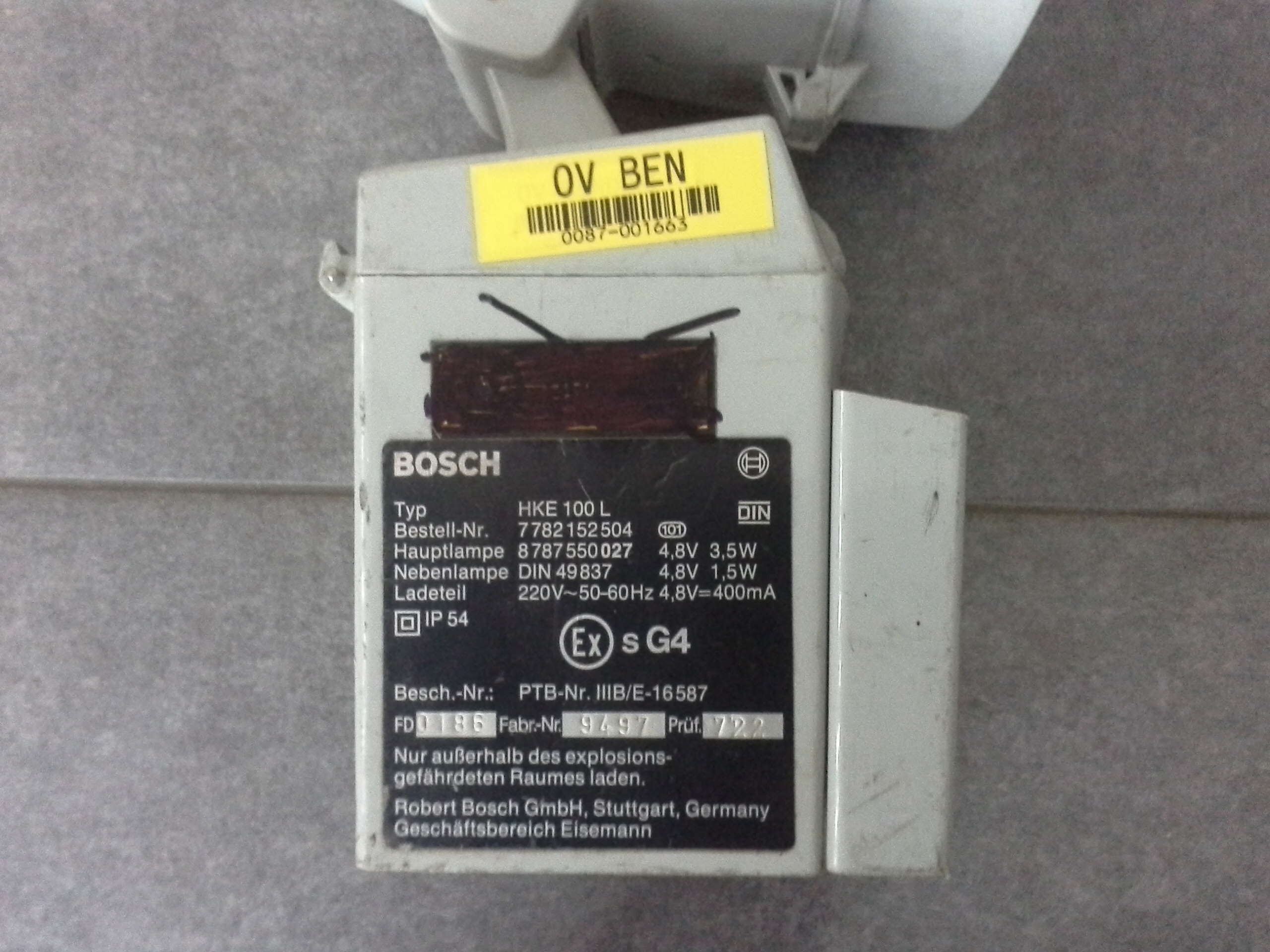 Handflutlichtstrahler Bosch Typ HKE 100 L