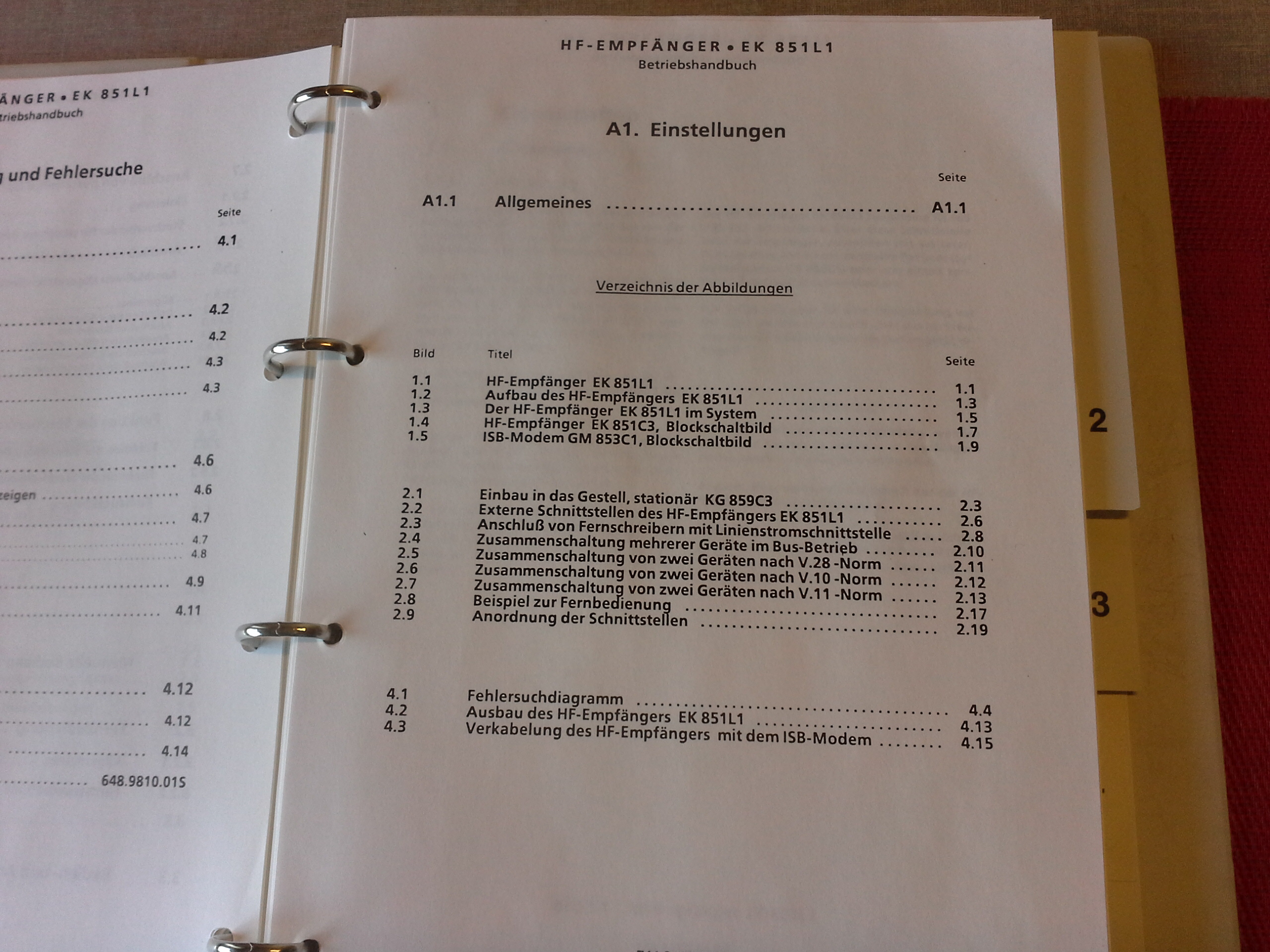 Betriebshandbuch, Rohde & Schwarz, HF-Empfänger EK 851 L1