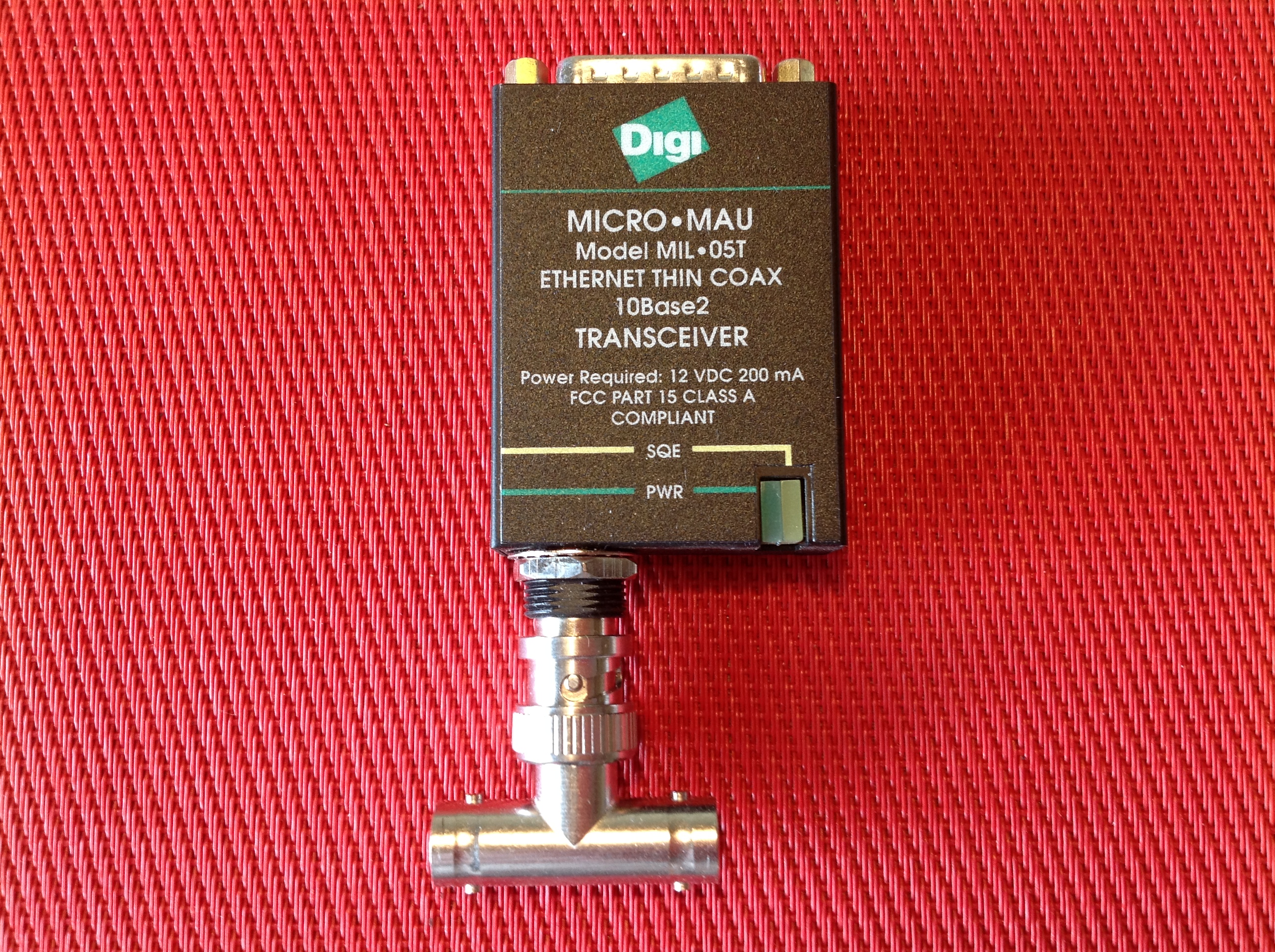 DIGI MICRO- MAU Model MIL-O5T Ethernet Thin Coax 10 Base 2 Transceiver