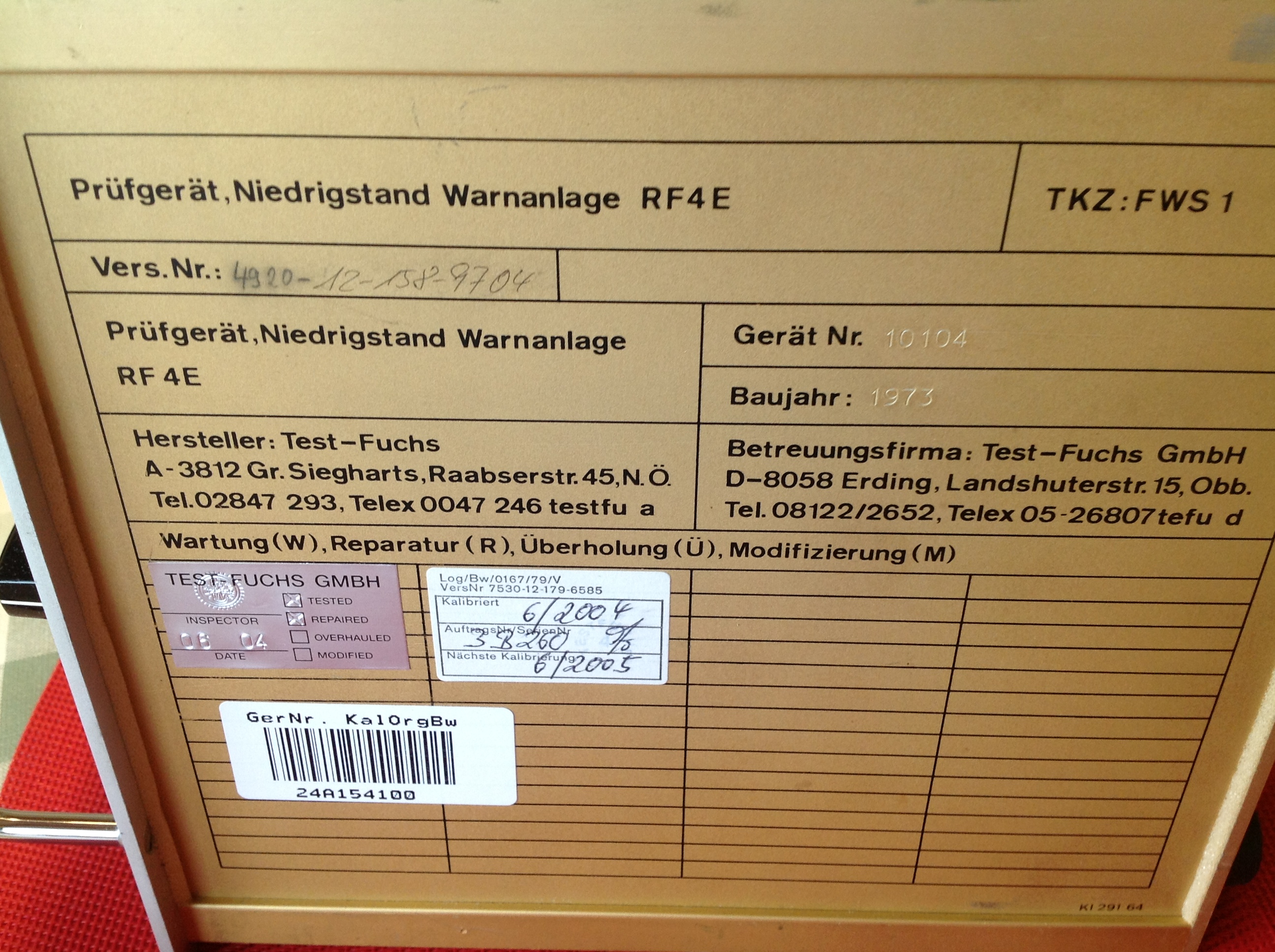 Prüfgerät Niedrigstand-Warnanlage RF4E ( FWS1 )