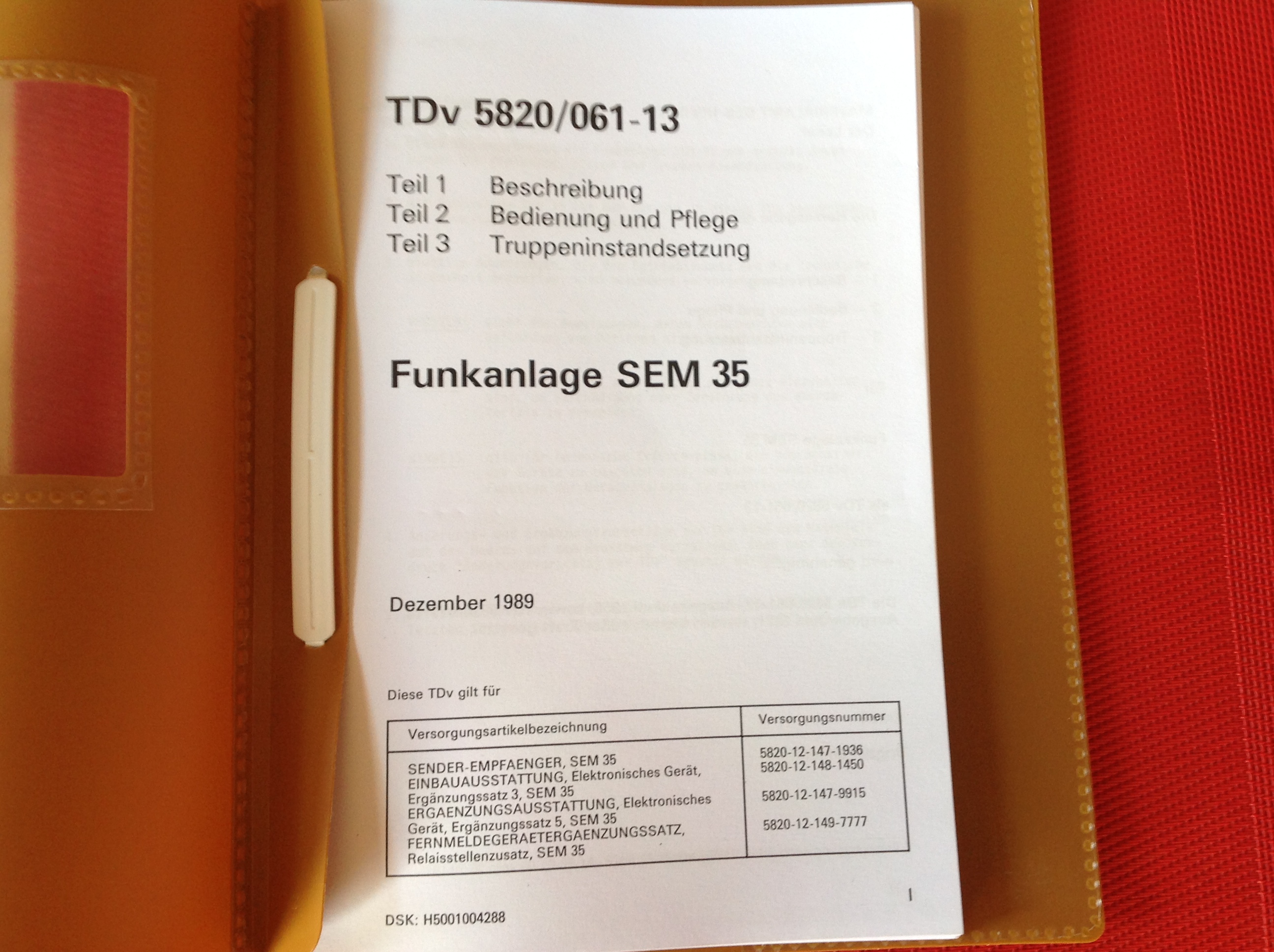 Funksprechgerätesatz SEM 35, TDv  5820/061-13