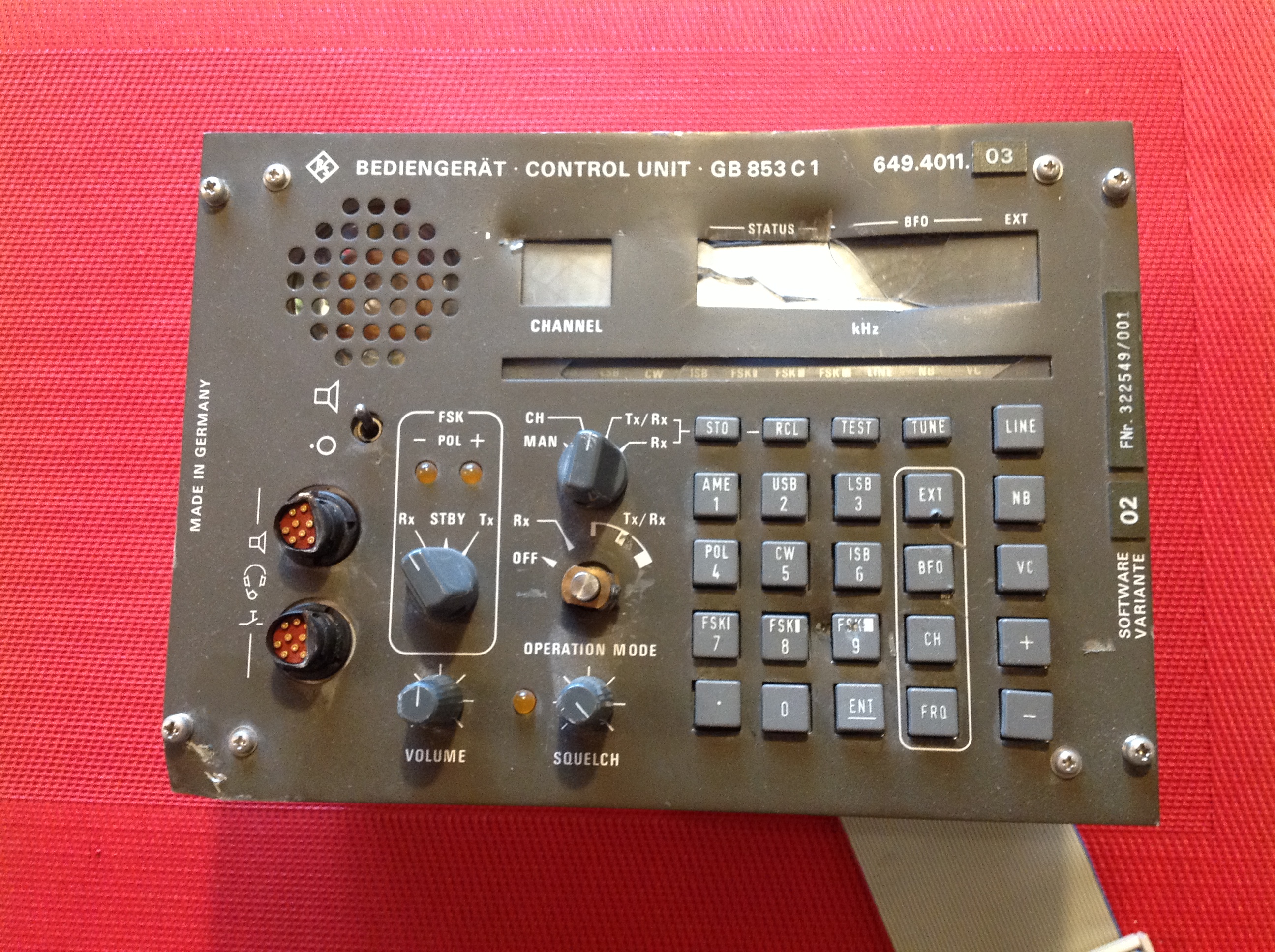Rohde & Schwarz Bediengerät-Control Unit GB 853 C1 für Rohde & Schwarz Sender/Empfänger XK 852 C1