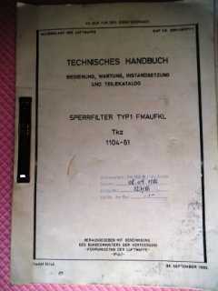 Sperrfilter Typ1 FMAUFKL Technisches Handbuch