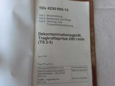 Dekontaminationsgerät, Tragkraftspritze 200 l/min (TS 2/5), TDv 4230/005-13