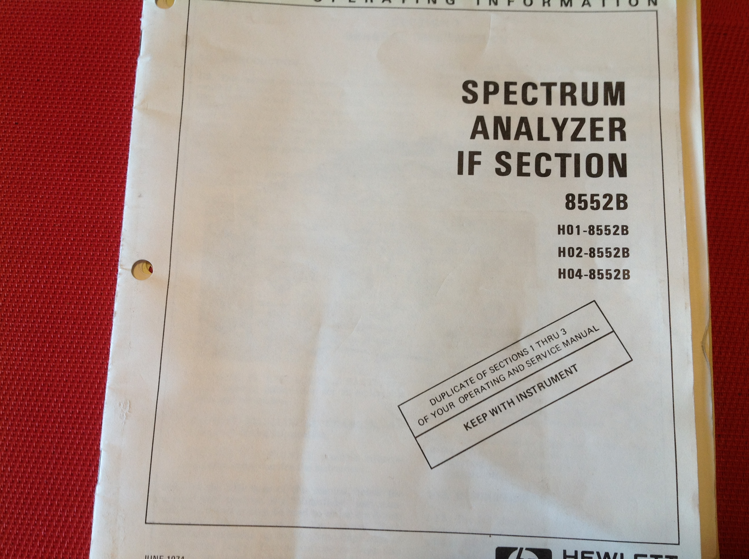 Hewlett Packard Spectrum Analyser IF Section 8552B