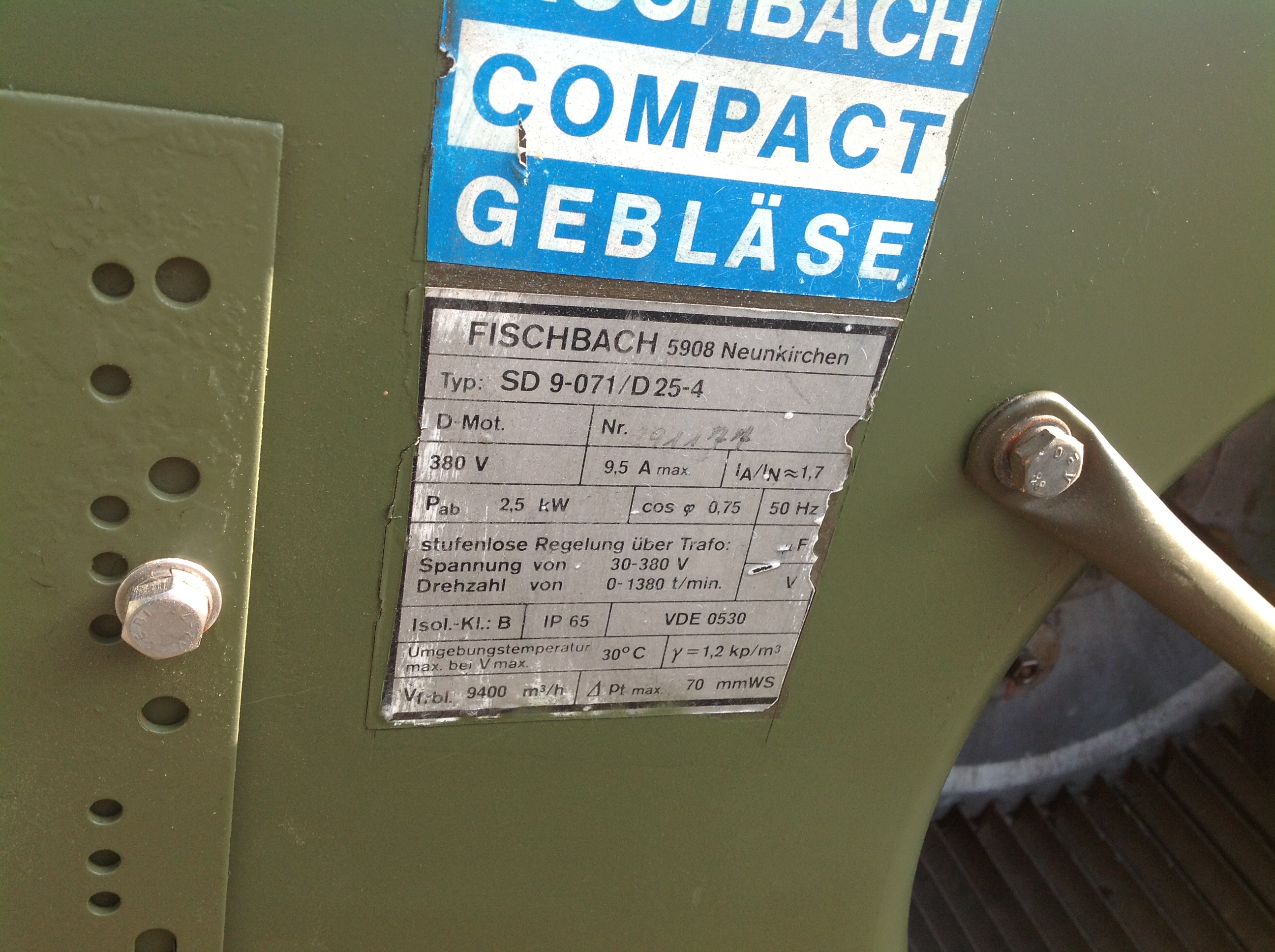 Fischbach Compact Gebläse Typ SD 9-071/D25-4