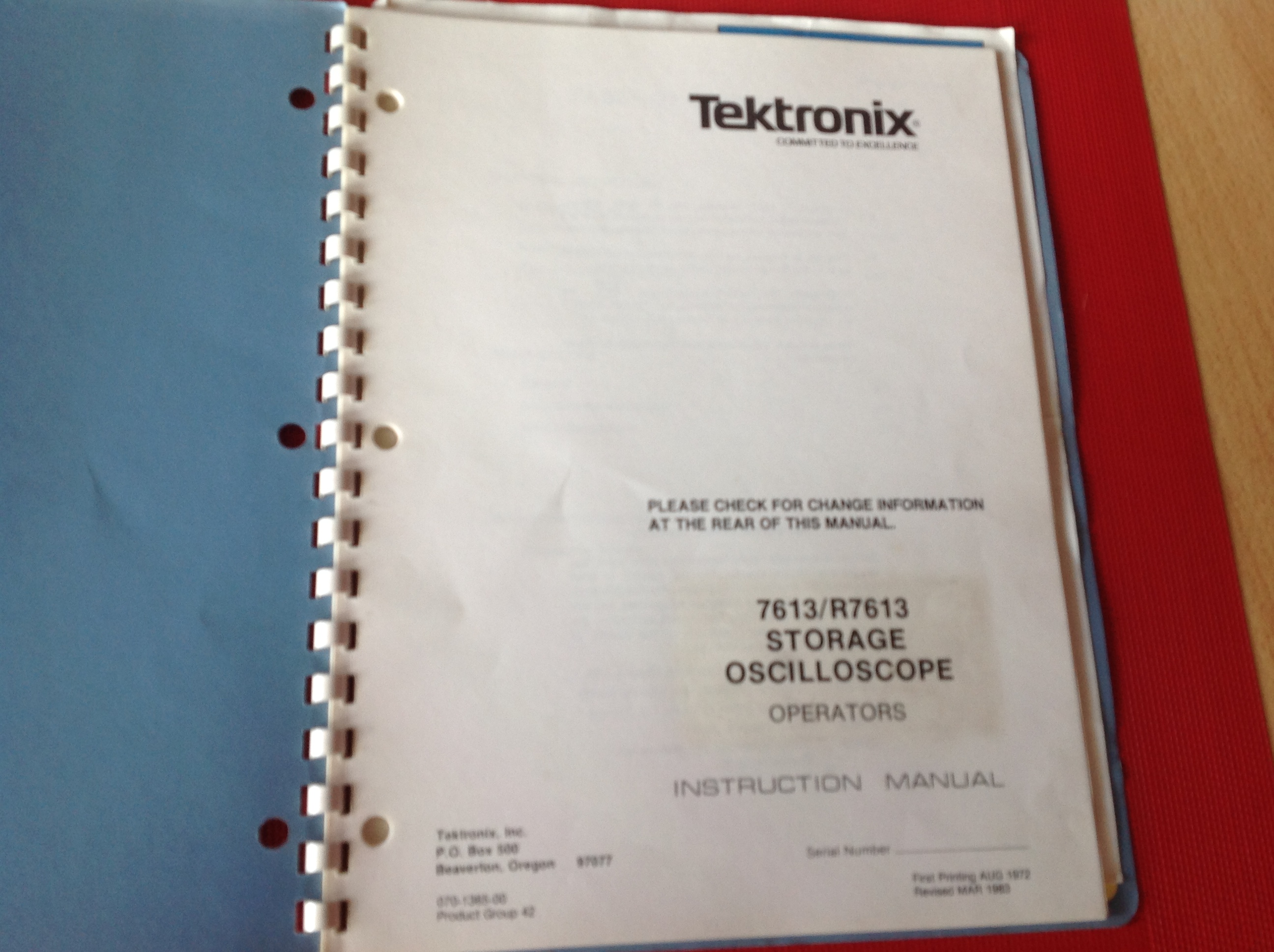 Tektronix 7613/R7613 Storage Oscilloscope Operators