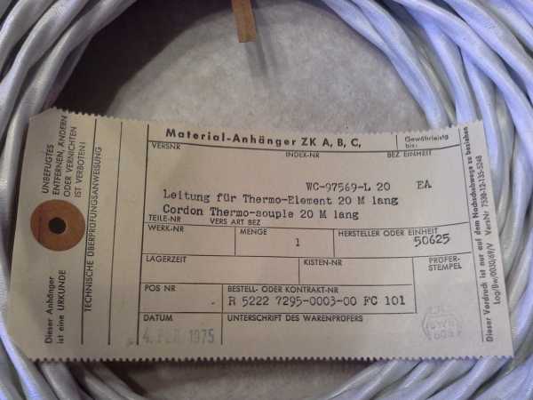 Leitung für Thermo-Element - 20m Länge