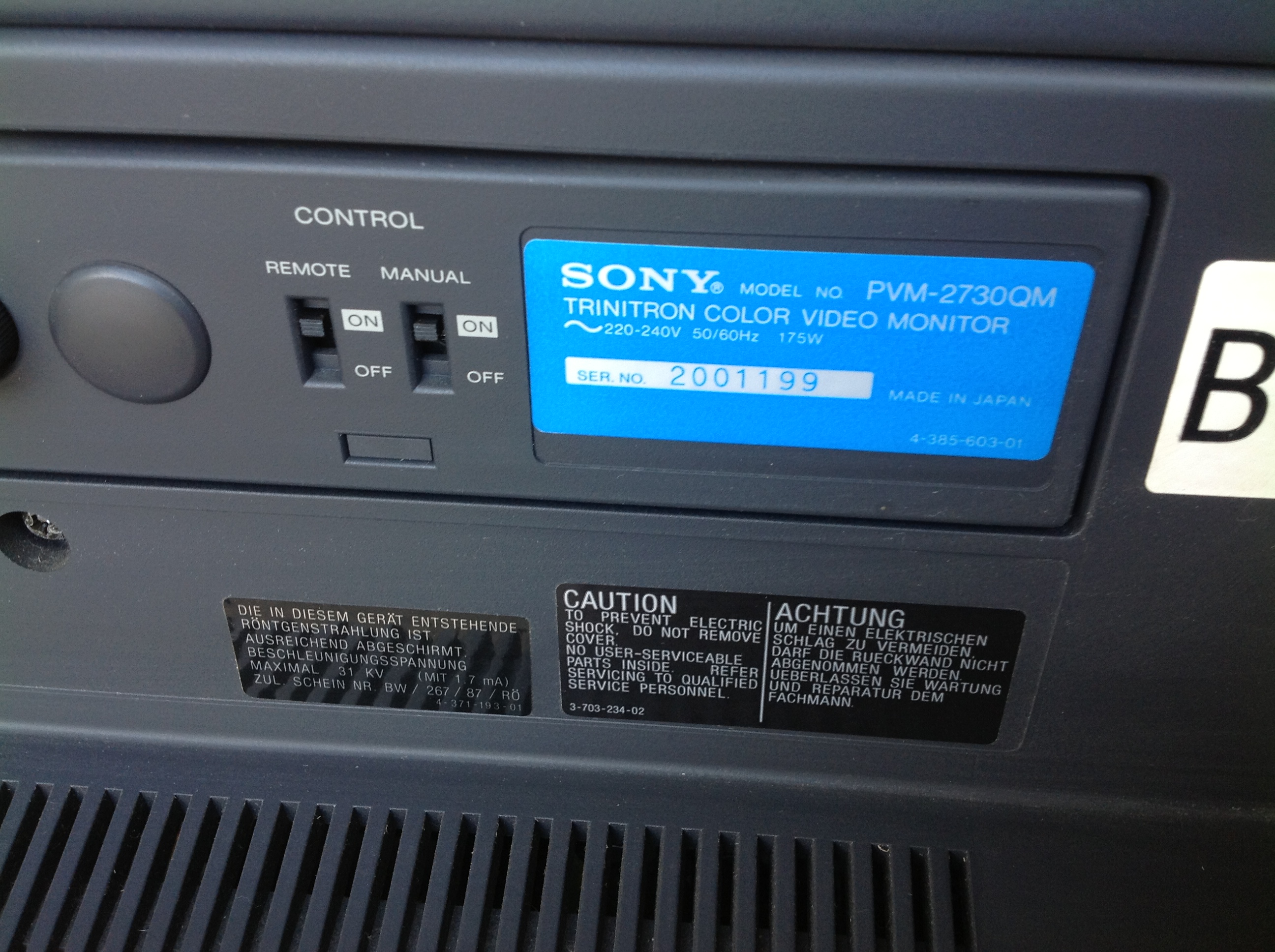 Bildübertragungsgerät Sony Mod. PVM-2730 QM