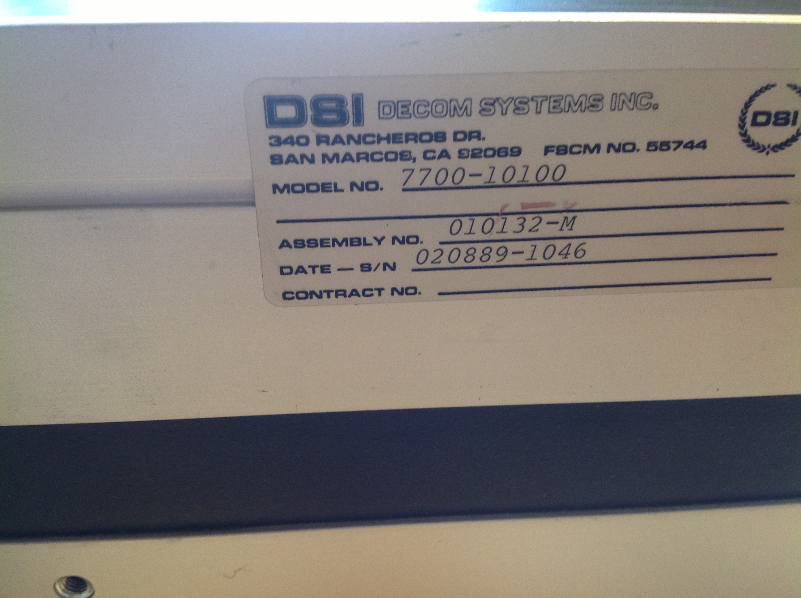 DSI Decon Systems Inc. Mod. 7700 PCM BIT Synchronizer