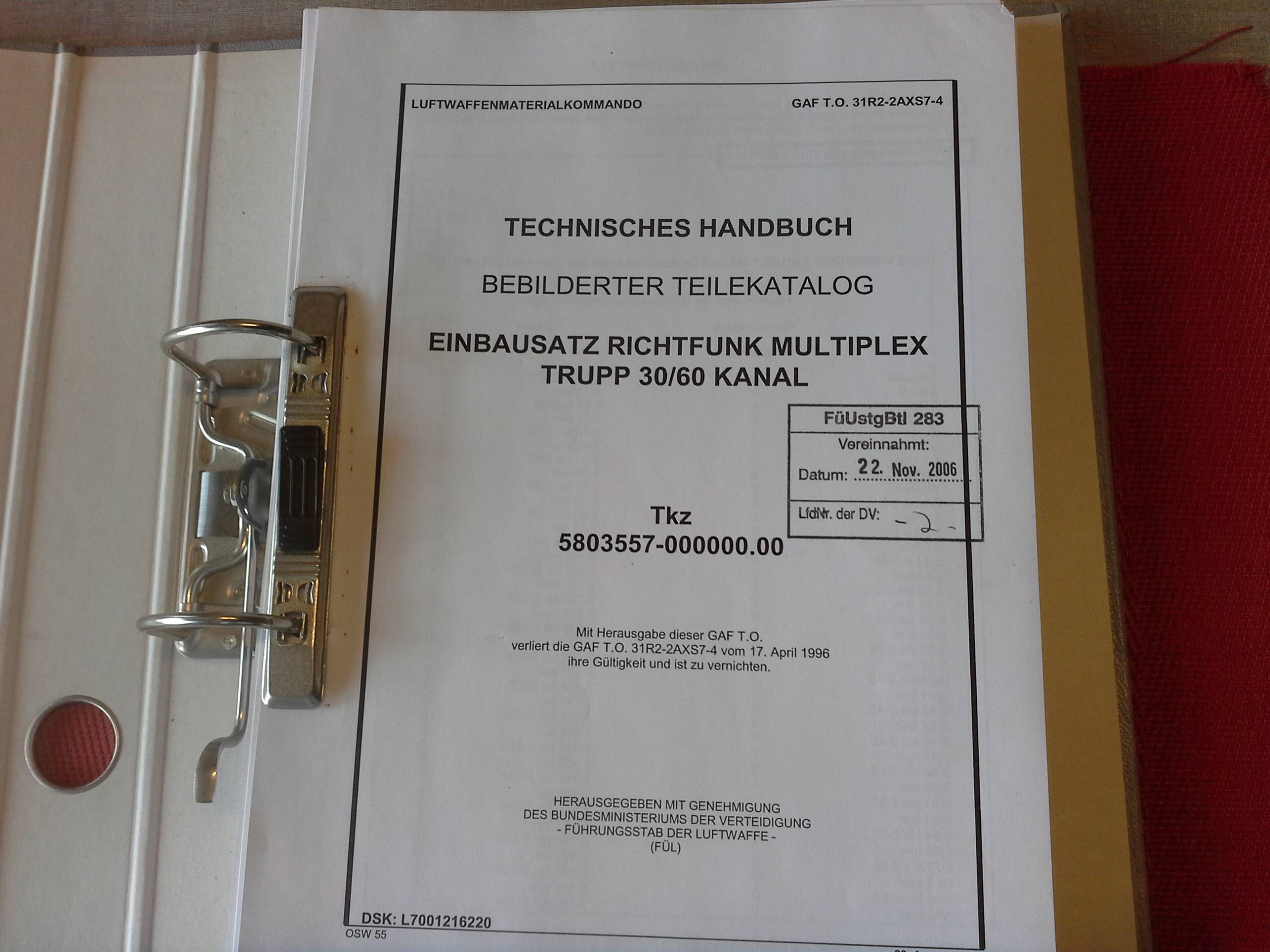 GAF T.O. 31R2-2AXS7-4, Technisches Handbuch, Einbausatz Richtfunk Multiplex Trupp 30/60 Kanal