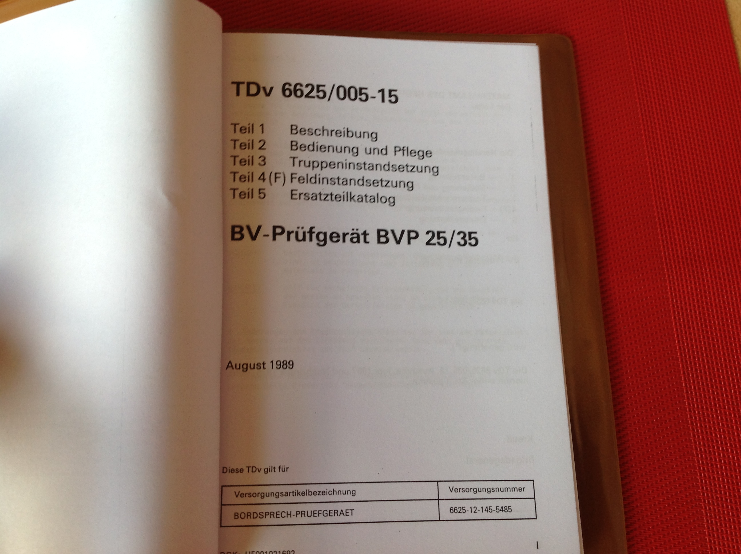 BV-Prüfgerät BVP 25/35, TDv 6625/005-15