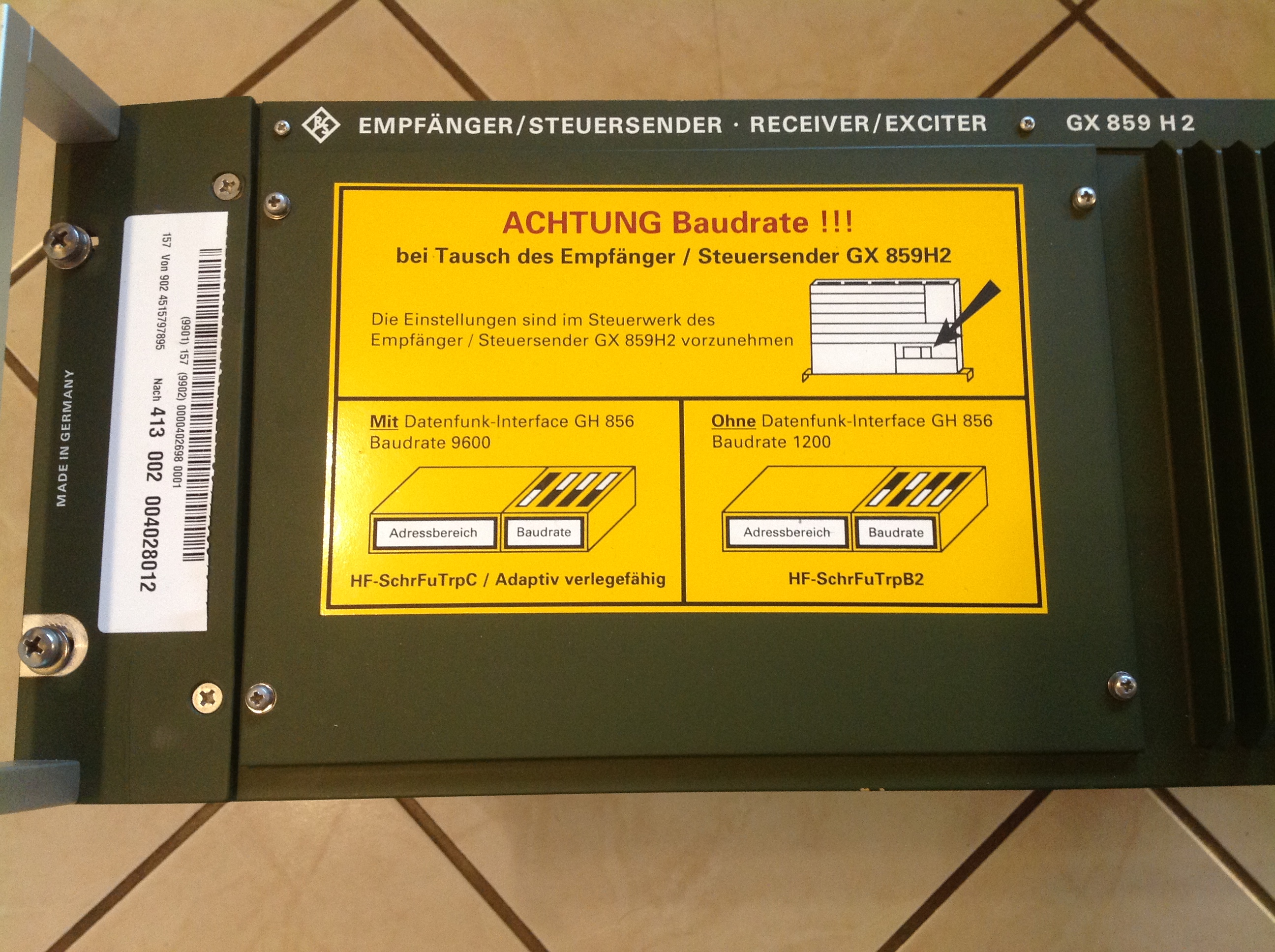 Rohde &amp; Schwarz Empfänger/Steuersender - Receiver/Exciter GX 859 H2