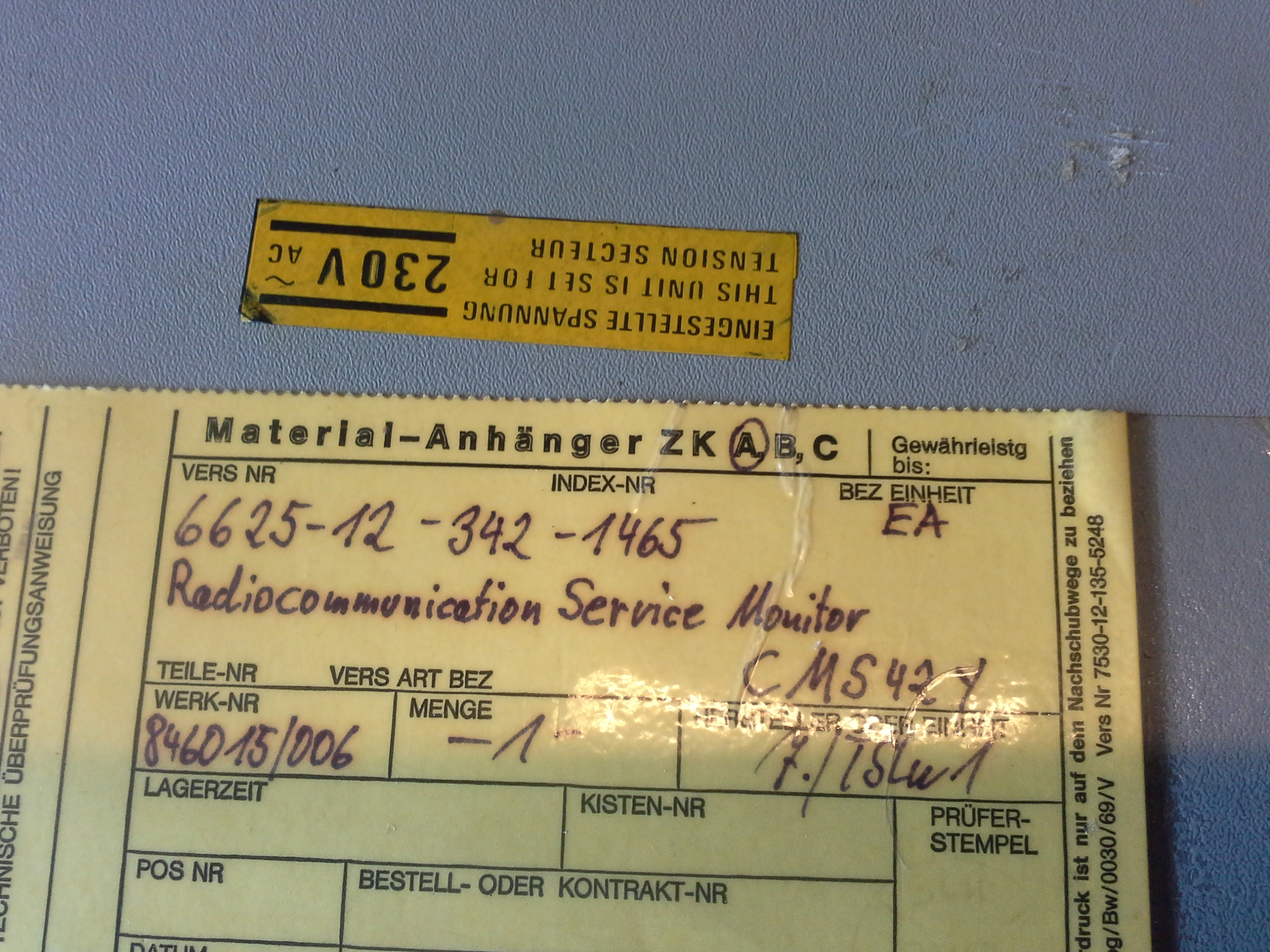 Rohde & Schwarz CMC 42 Y, Funkmessplatz, Radiocommunication Service Monitor, mit Option CMC-B49 ( Nachbarkanalleitungsmesser ), 0,1....1000 MHz