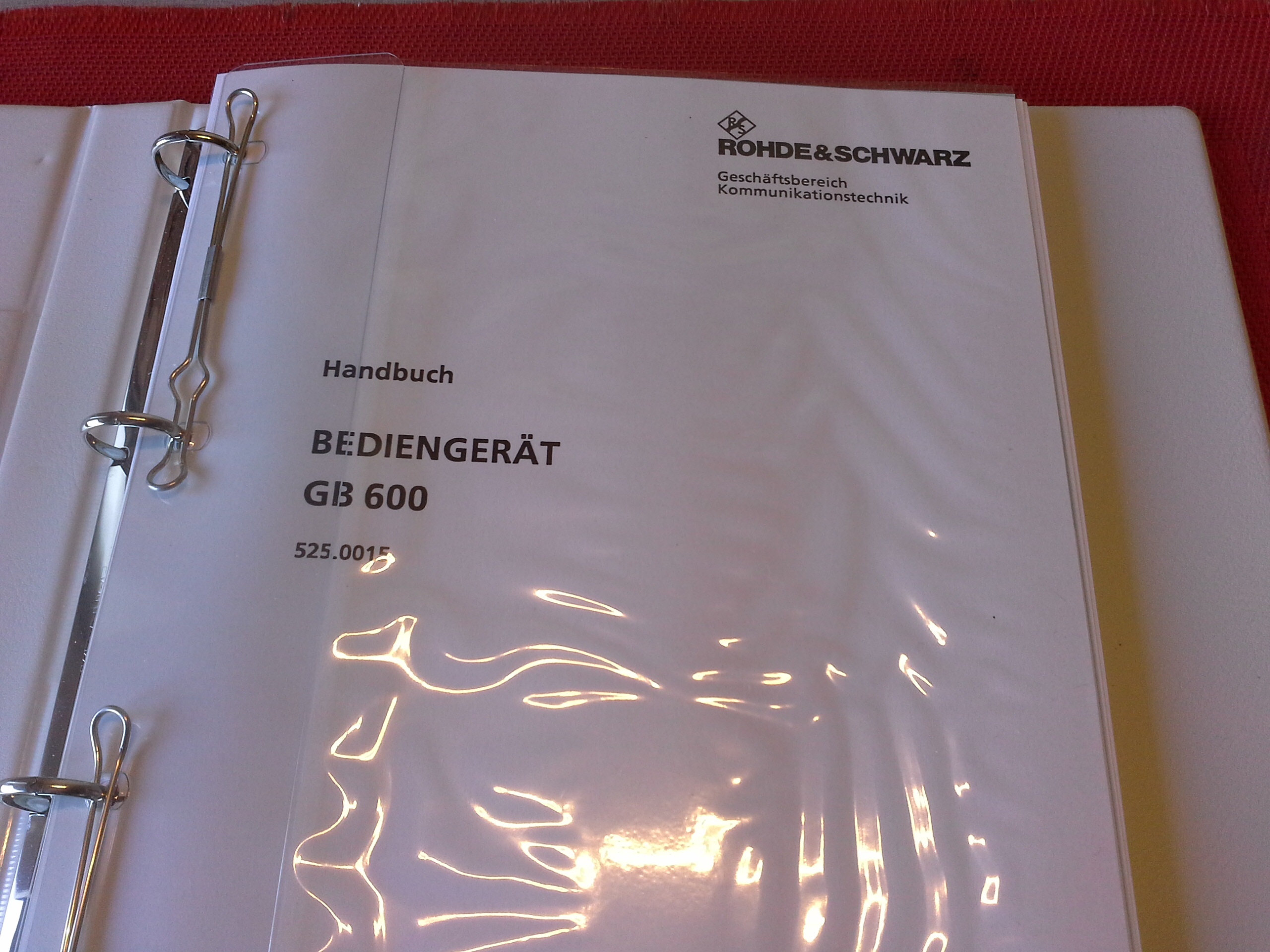 Handbuch, Rohde & Schwarz, Bediengerät GB 600