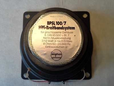 Lautsprecher HIFI Isophon BPSL 100/7