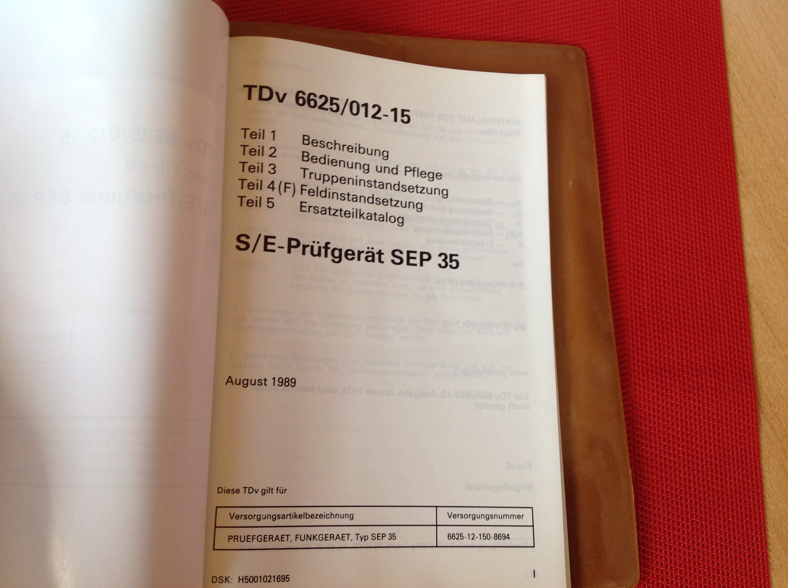 S/E Prüfgerät SEP 35,  TDv 6625/012-15