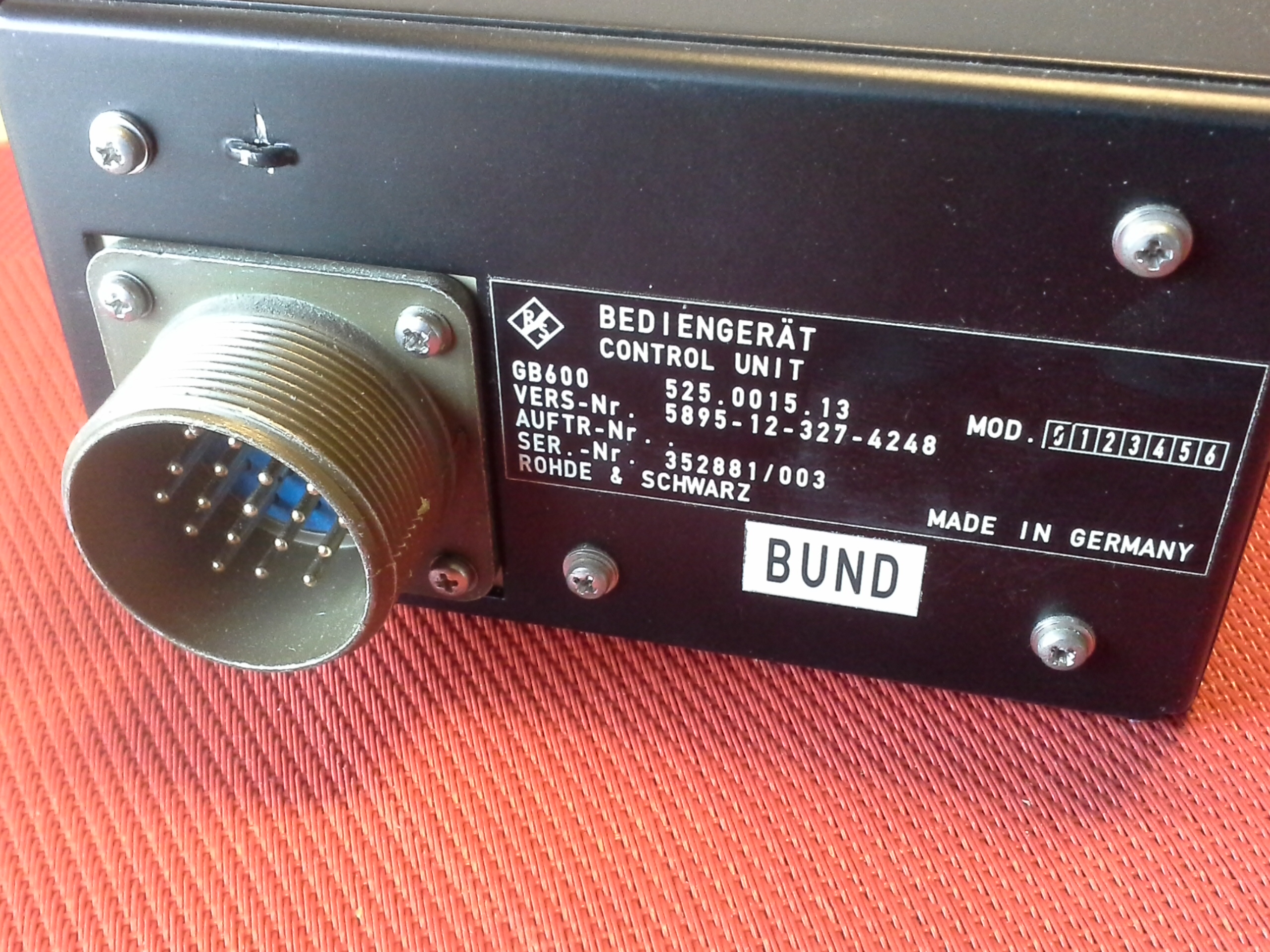 Rohde & Schwarz, Bediengerät , Control Unit, GB 600, von Sender-Empfangsanlage, Rohde & Schwarz, XD 611S, Flugfunk