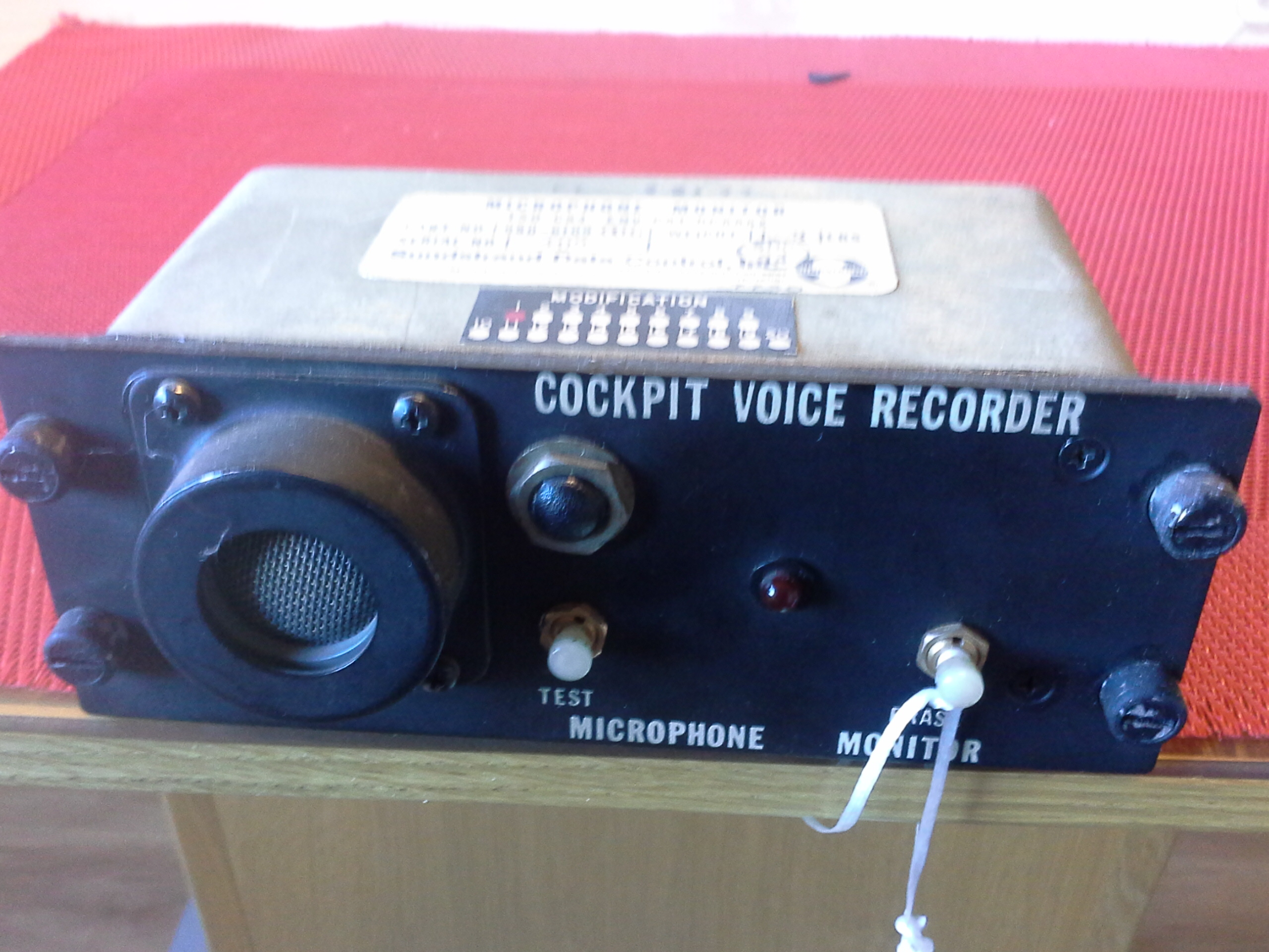 Cockpit Voice Recorder, Microphone Monitor, Typ TSO-C84, Flugzeug, Transall C-160, alte Version