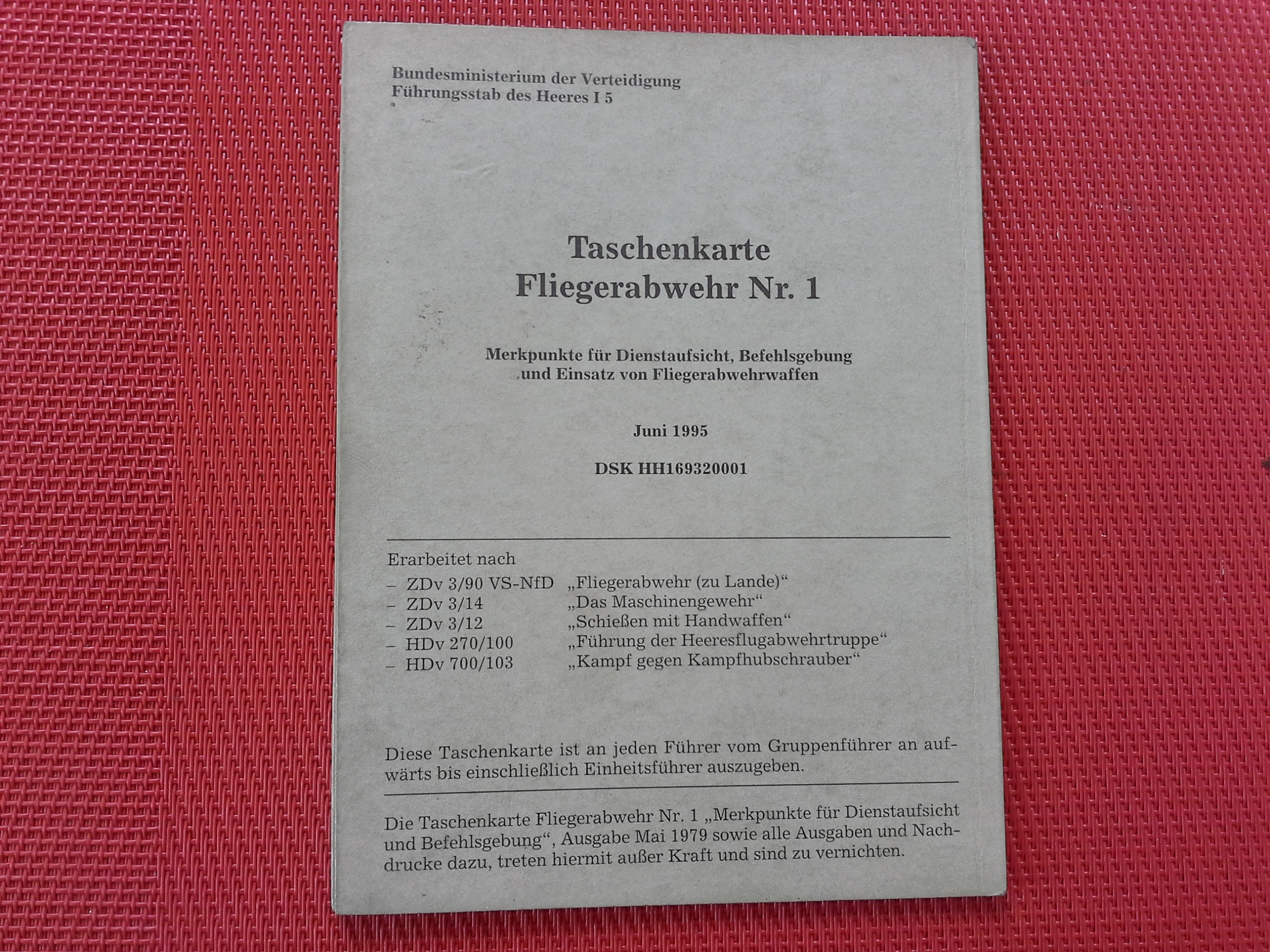 Taschenkarte Fliegerabwehr Nr.1 (Juni 1995)