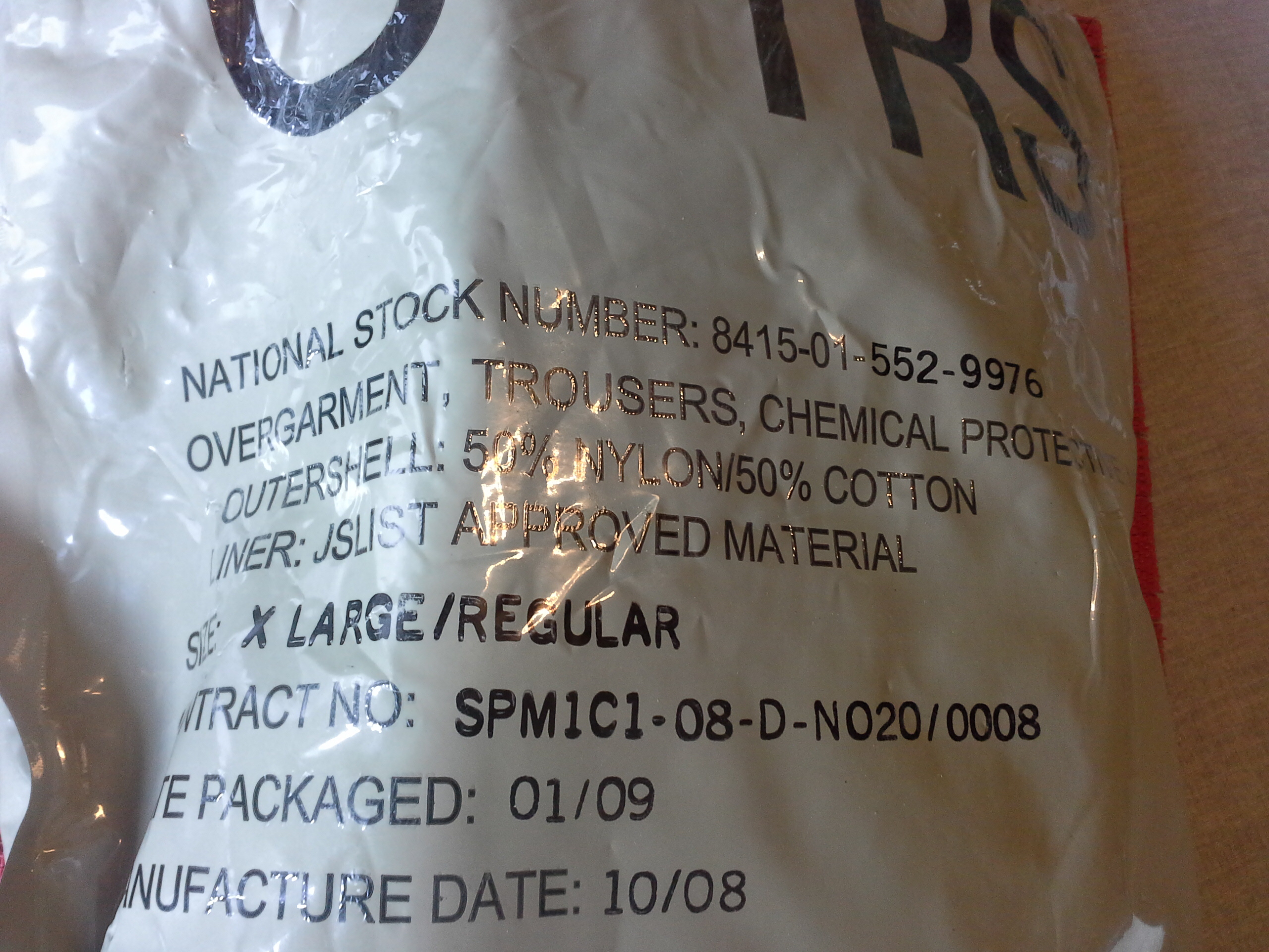 U-TRS, Overgarment,Trousers, Chemical Protective, NFR