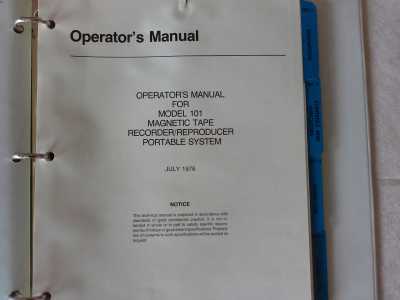 Honeywell Tape Recorder / Reproducer Modell 101 Operaters Manual