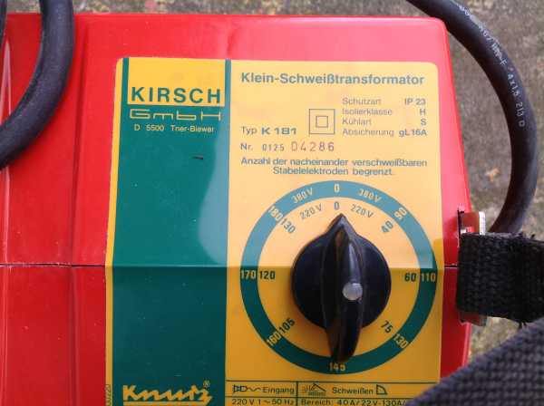 Schweißtransformator Kirsch/Knurz Typ K181
