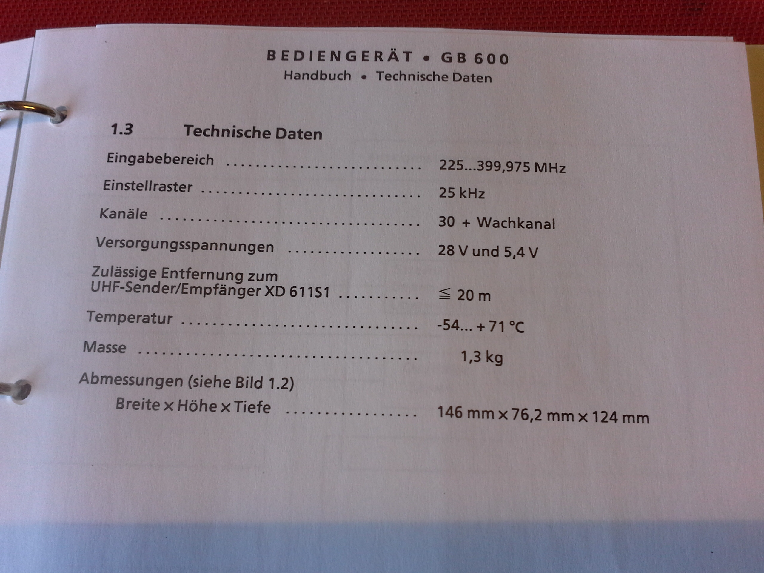 Handbuch, Rohde & Schwarz, Bediengerät GB 600