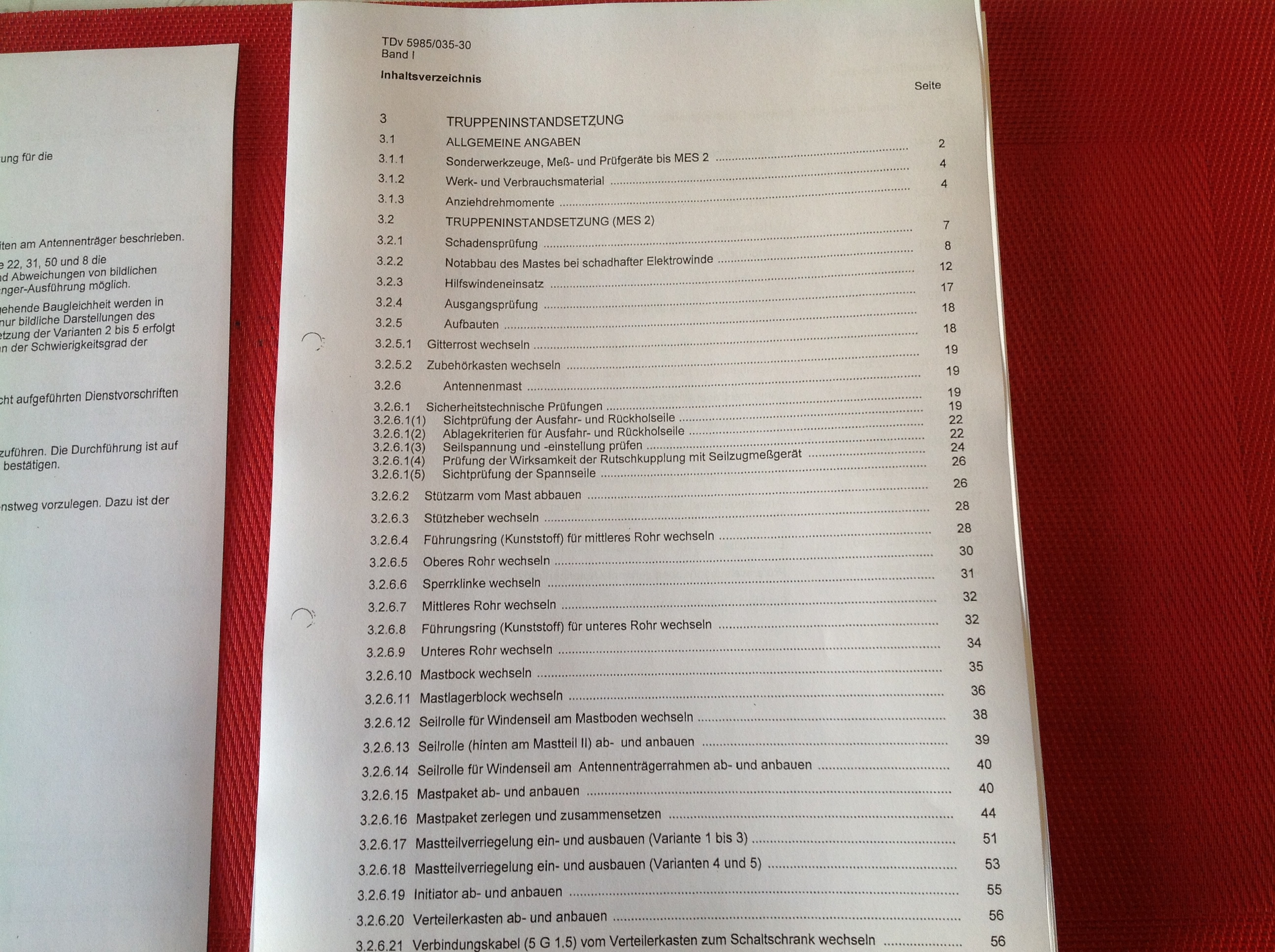Antennenträger, Rifu 25m, Eloka 25 m, MKBS 25 m, FmEloAufkl LW 20 m, OPINFO 25 m ( mobil ), TDv 5985/035-30