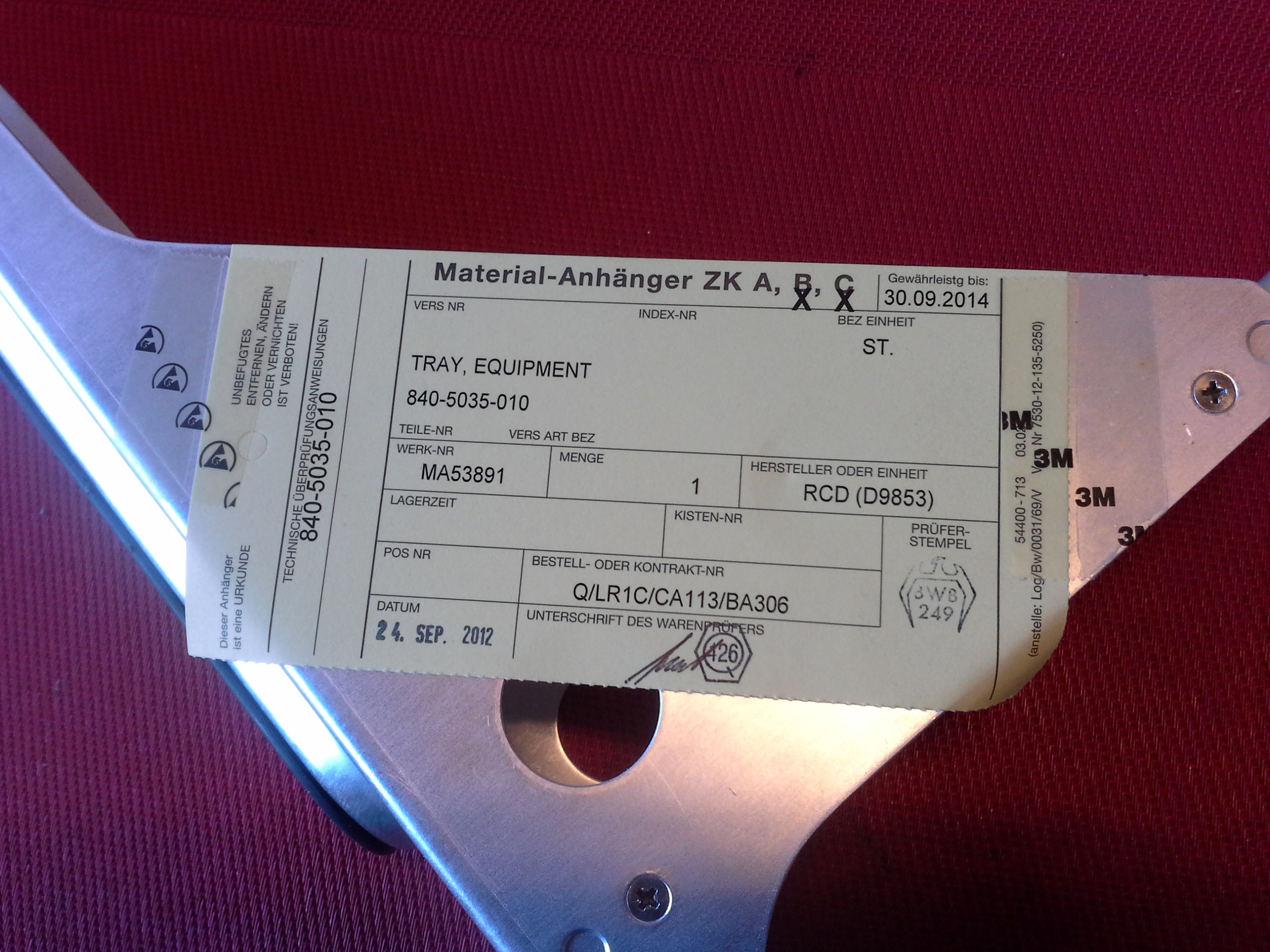 Einbaurahmen, Tray, Equipment, GPS, Flugzeug