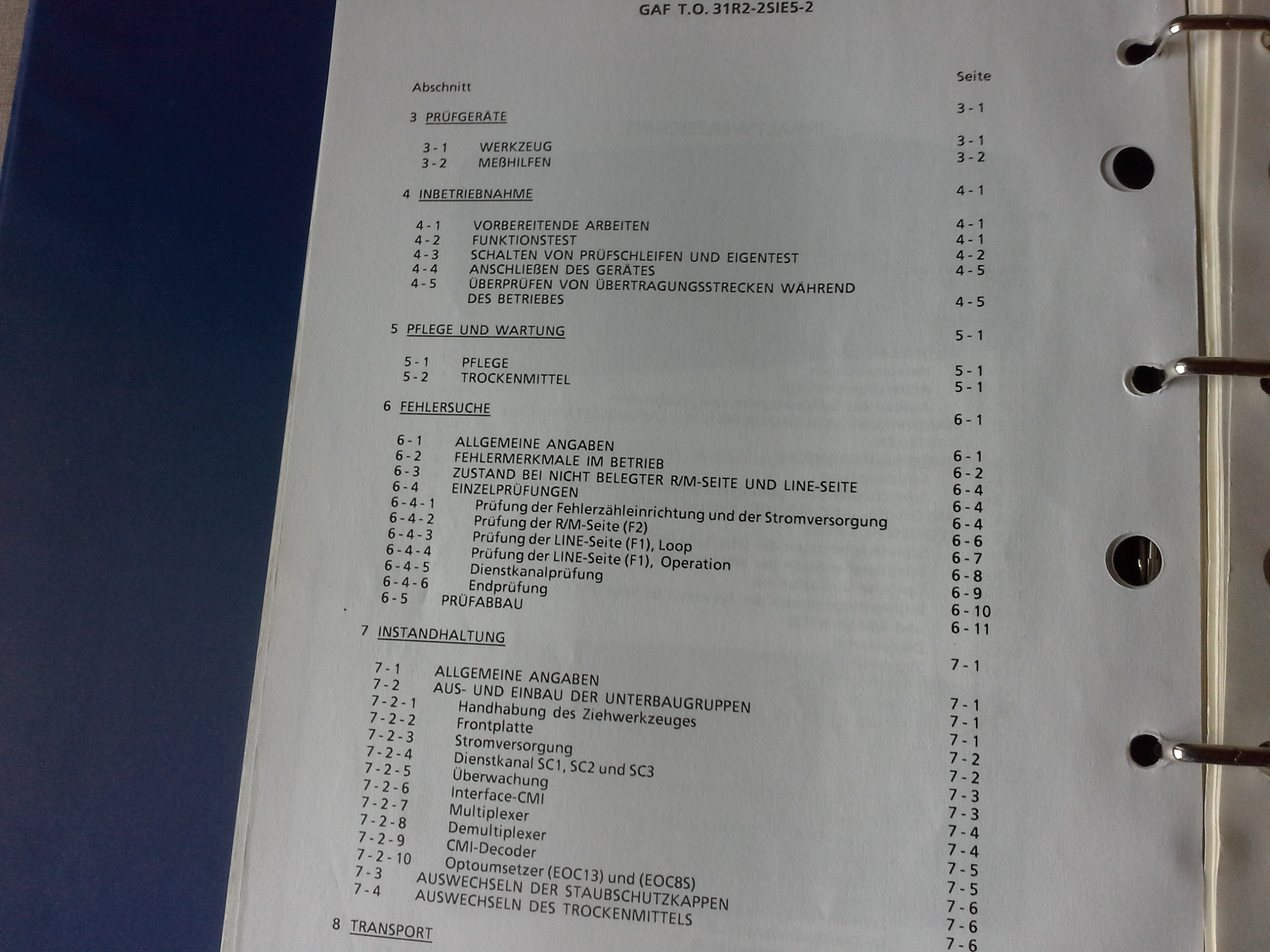 ANT Bosch Telecom, GAF T.O. 31R2-2SIE5-2, Technisches Handbuch, Leitungsendgerät, Optisch, 2,048 Mbit/s