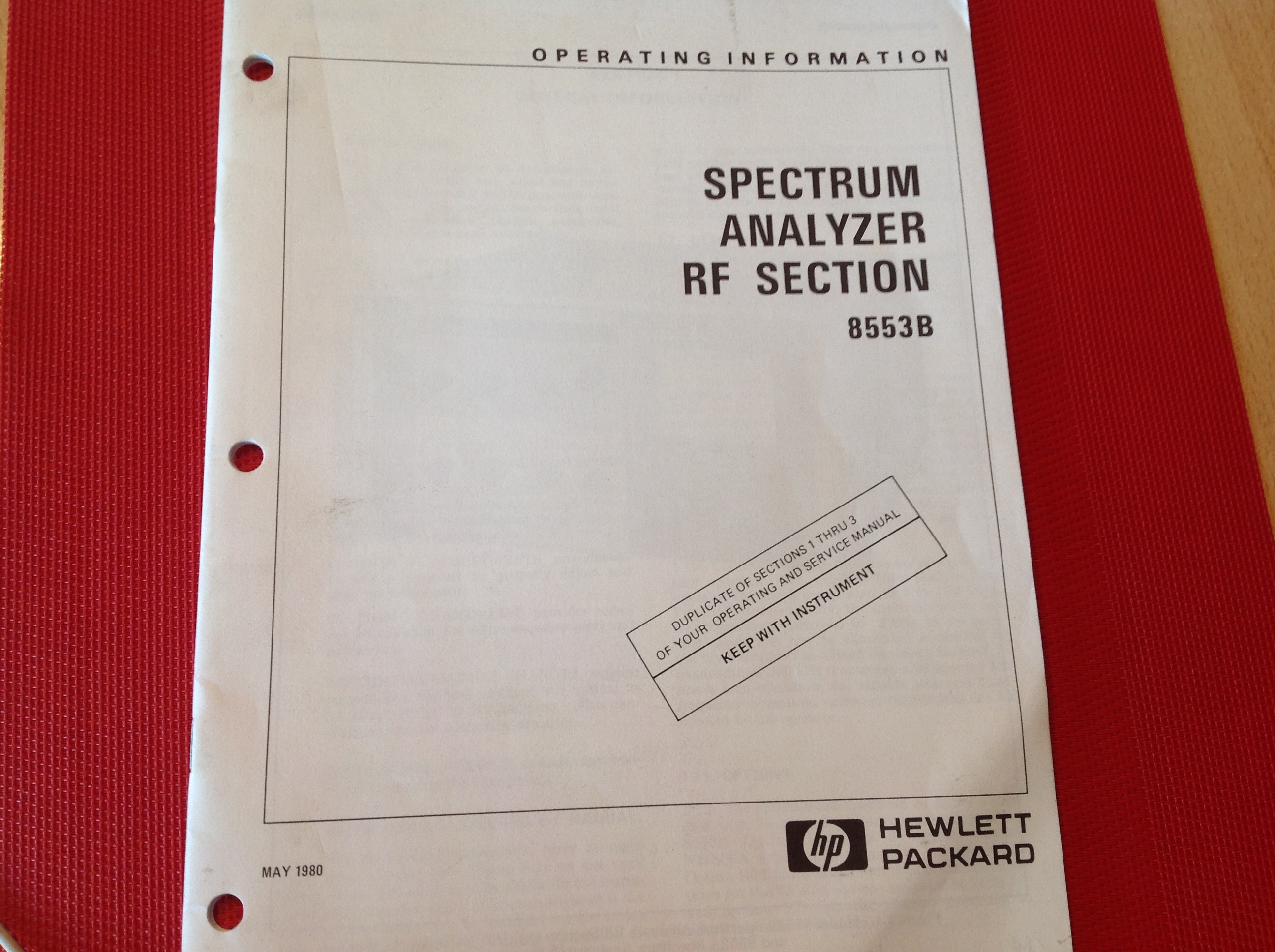 Hewlett Packard Spectrum Analyser RF-Section 8553B