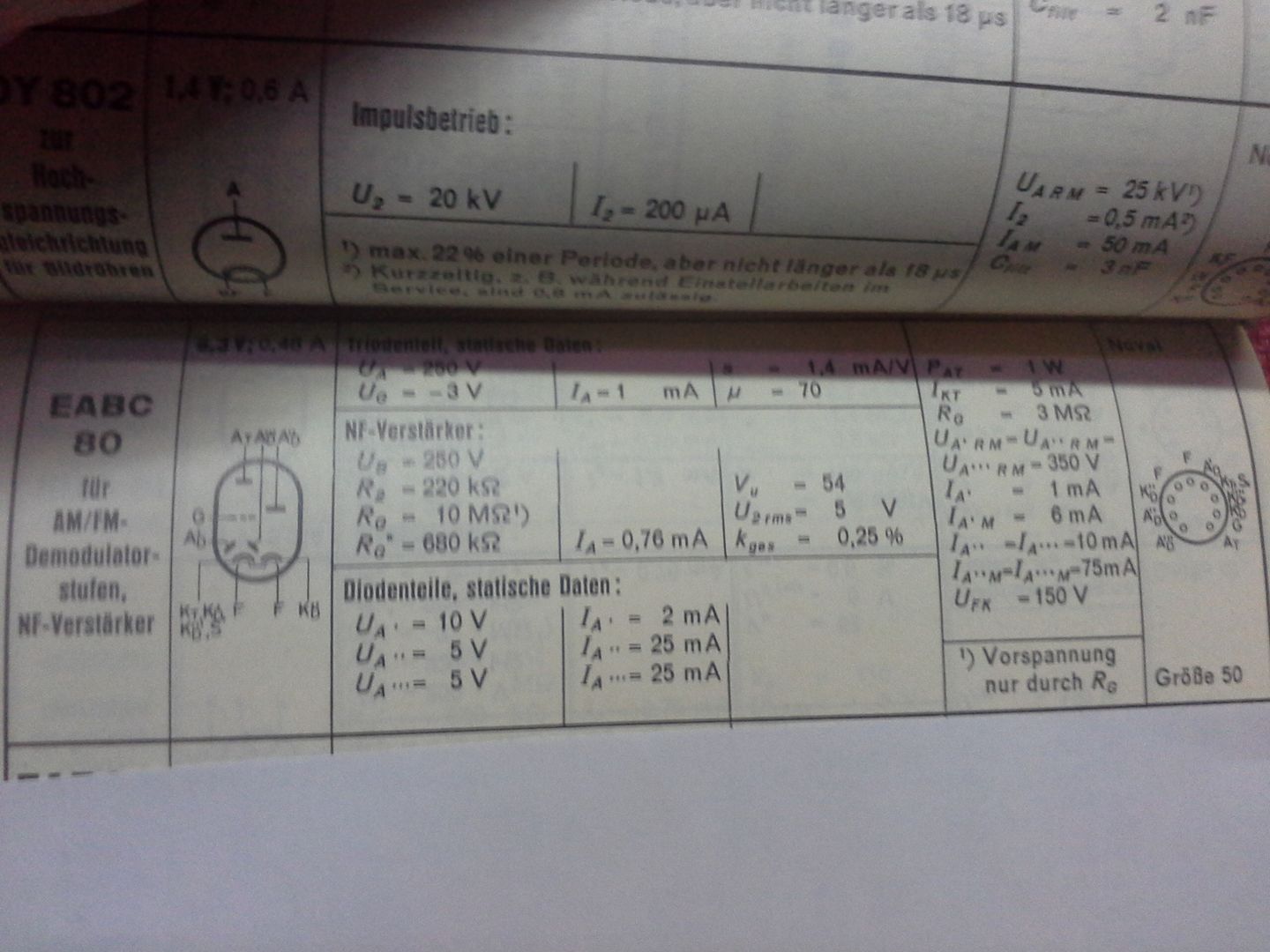 Elektronenröhre Typ EABC 80